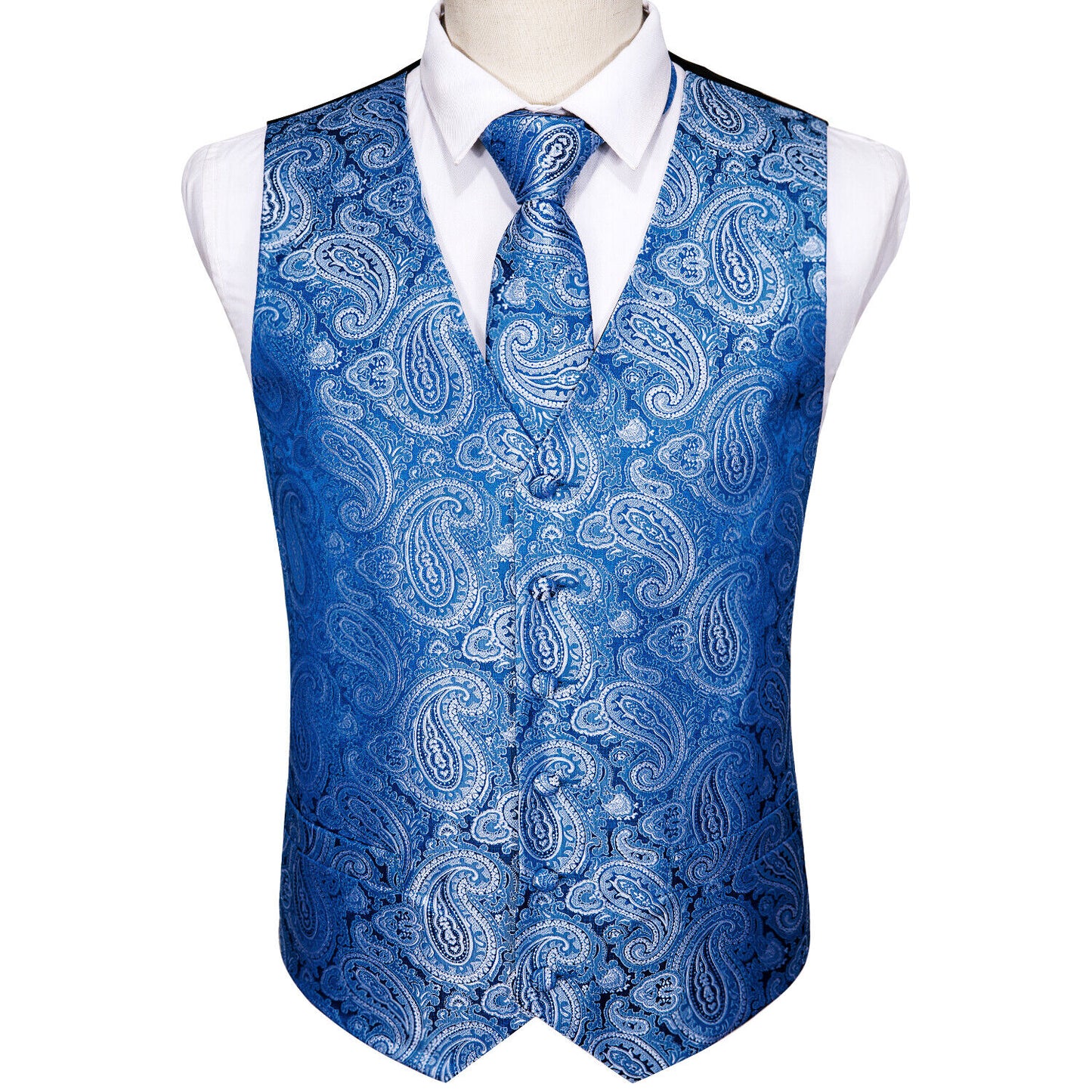 Men's Designer Waistcoat Vintage Vest Silky Set Tuxedo Gilet Lake Side