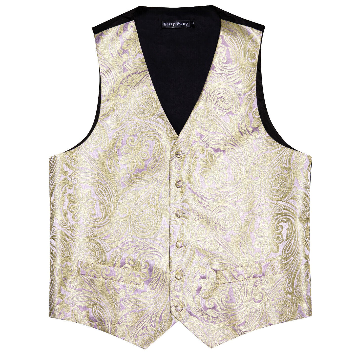 Men's Designer Waistcoat Vintage Vest Silky Set Tuxedo Gilet DP Champagne