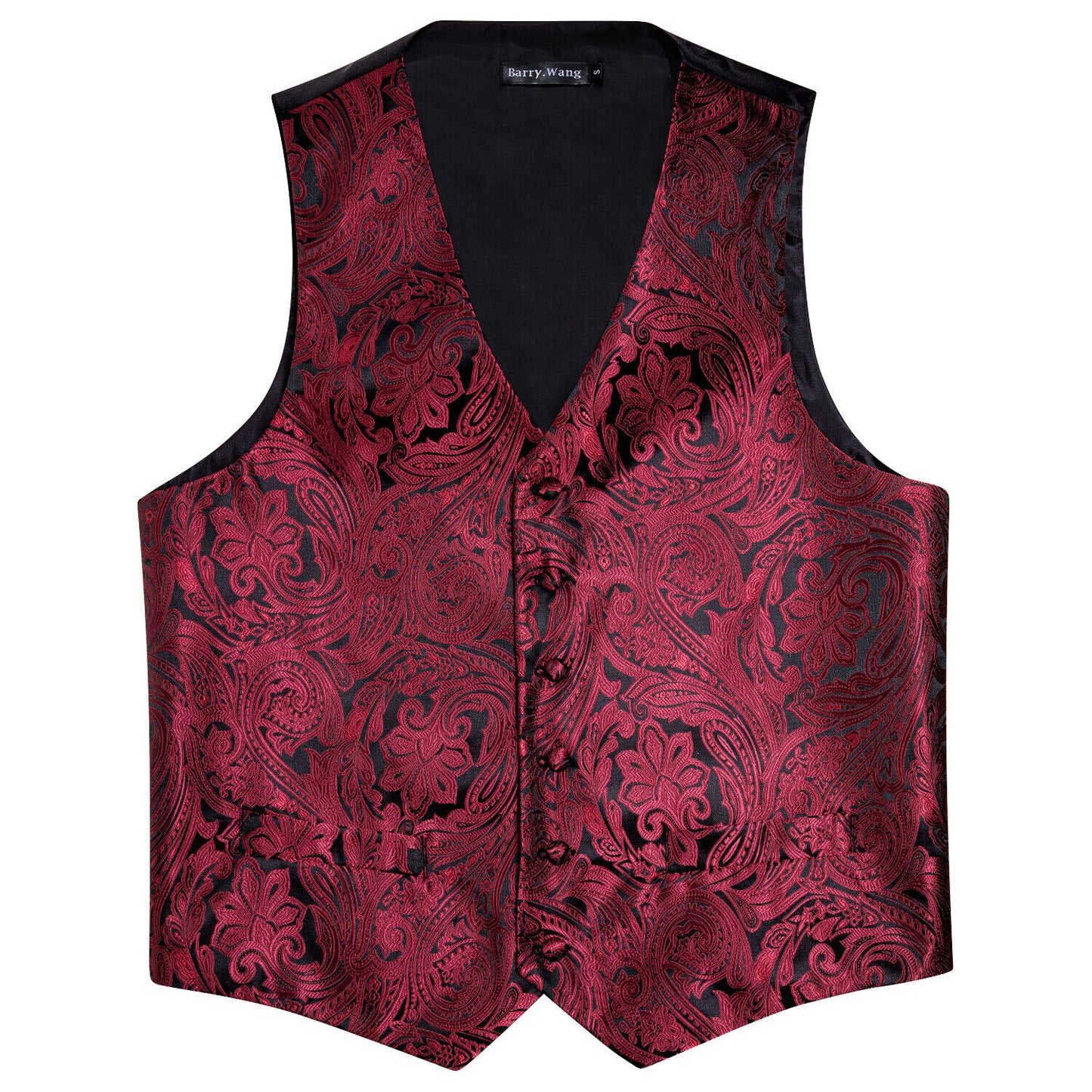 Men's Designer Waistcoat Vintage Vest Silky Set Tuxedo Gilet DP Wine