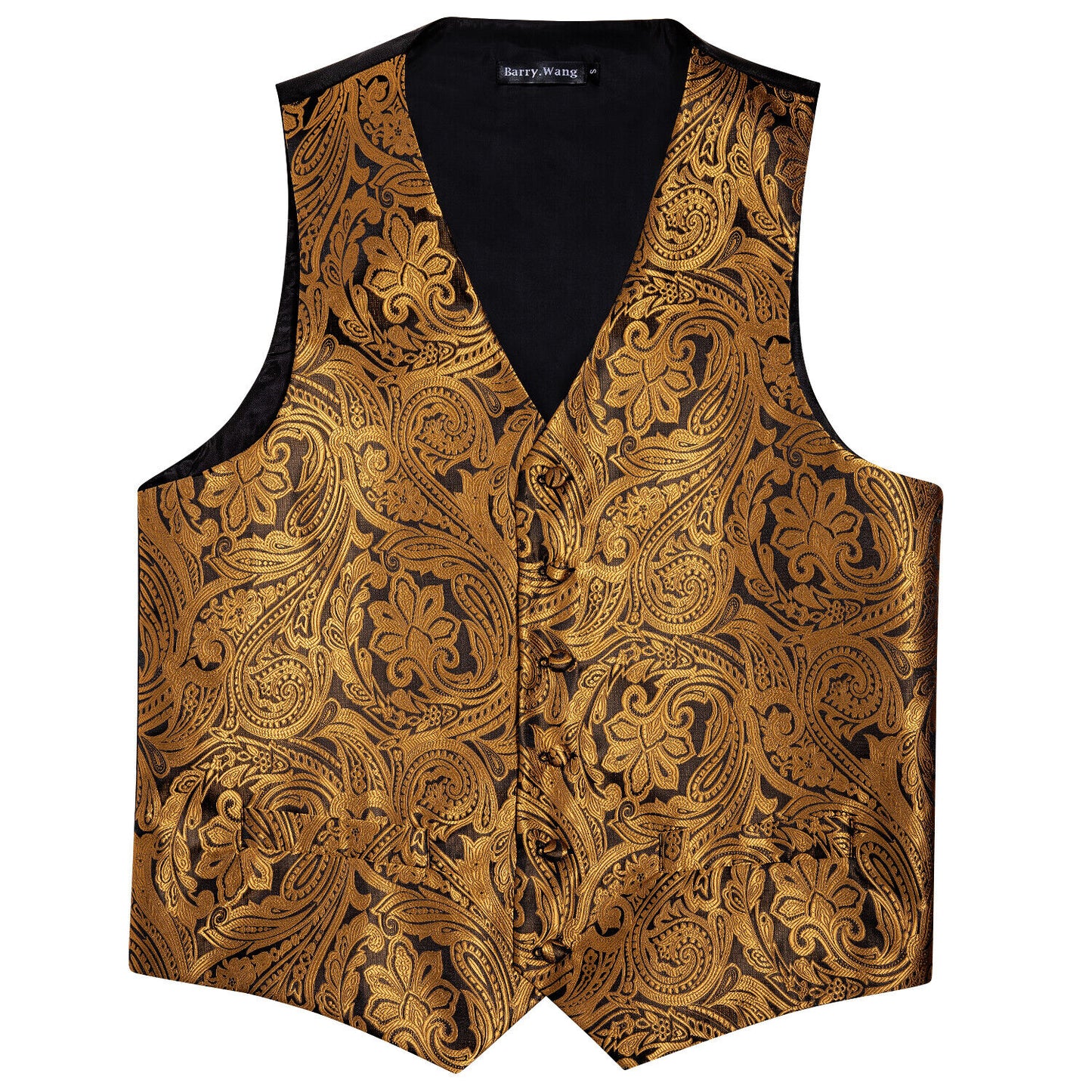 Men's Designer Waistcoat Vintage Vest Silky Set Tuxedo Gilet DP Gold