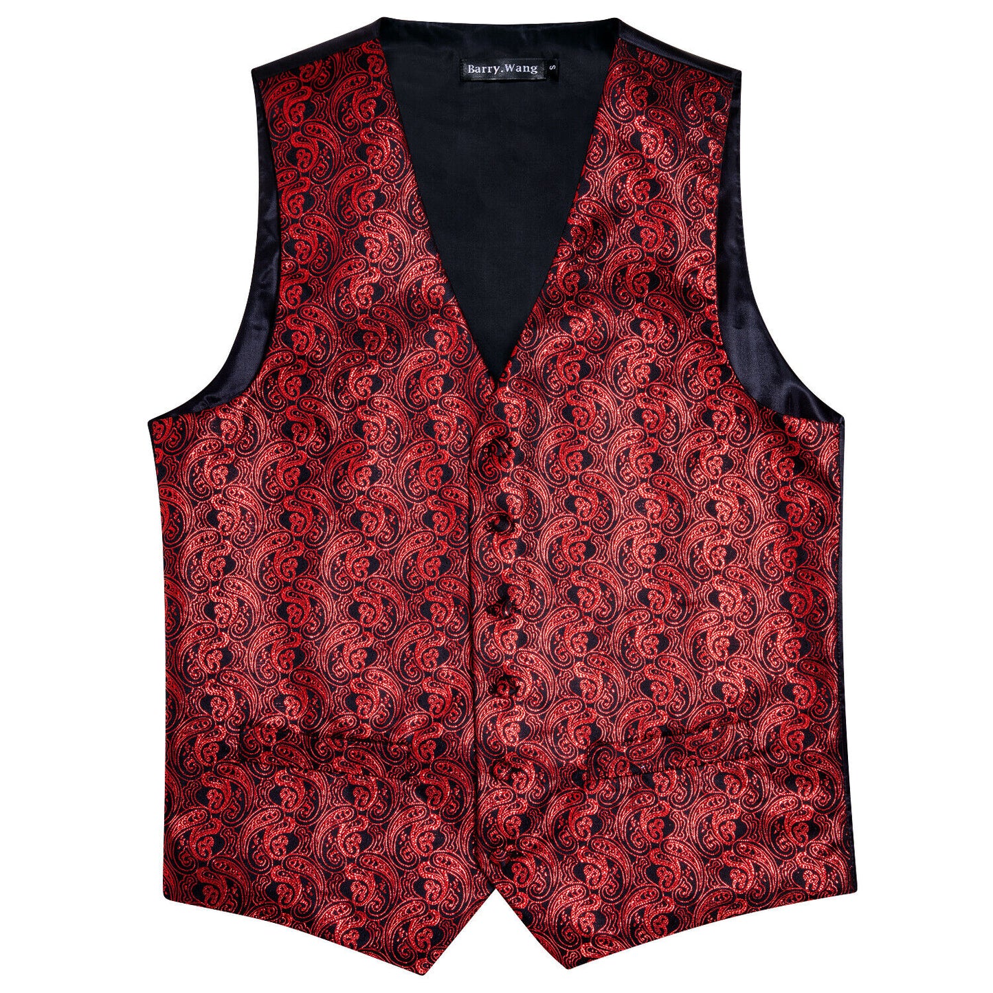 Men's Designer Waistcoat Vintage Vest Silky Set Tuxedo Gilet MP Dark Red