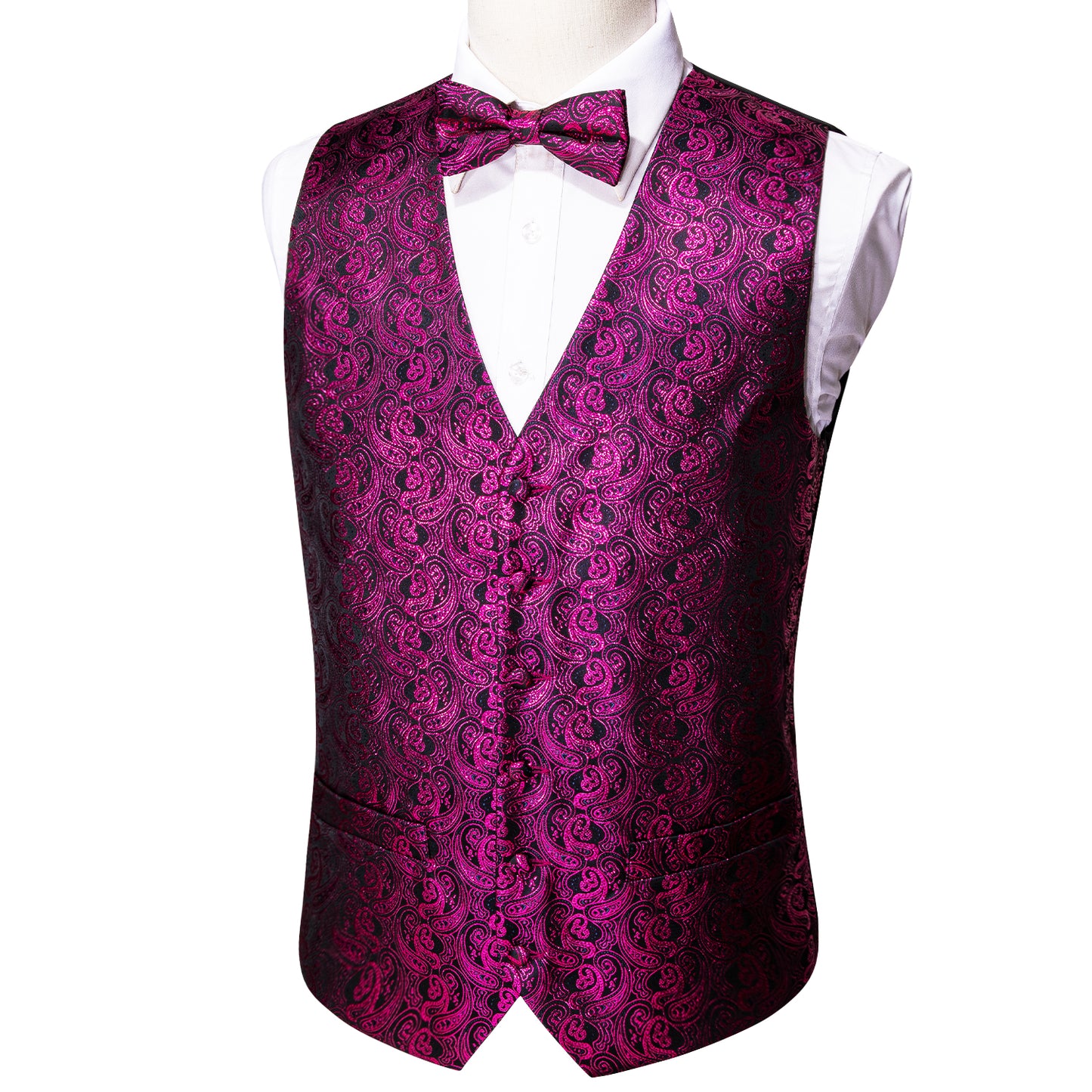 Men's Designer Waistcoat Vintage Vest Silky Set Tuxedo Gilet MP Violet