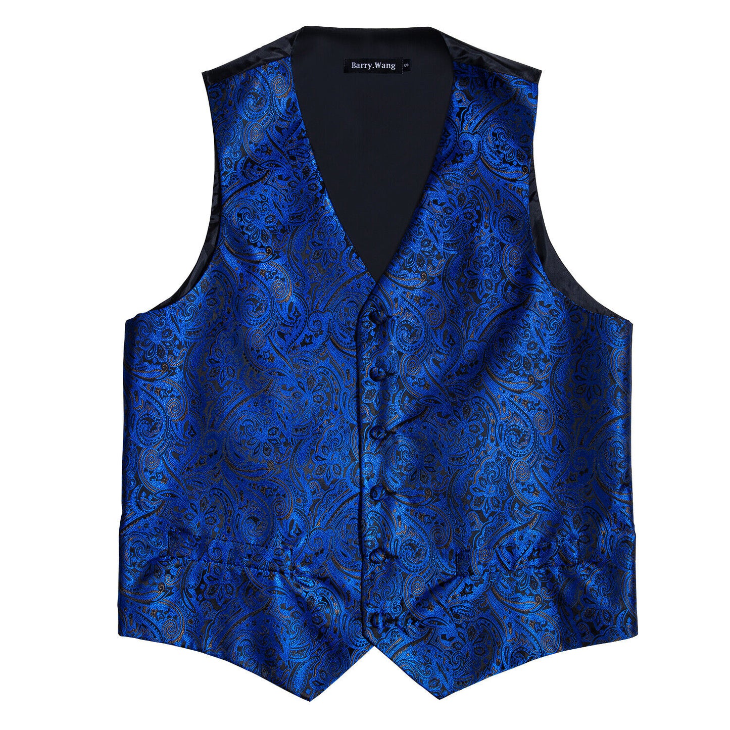 Men's Designer Waistcoat Vintage Vest Silky Set Tuxedo Gilet DP Sea Blue