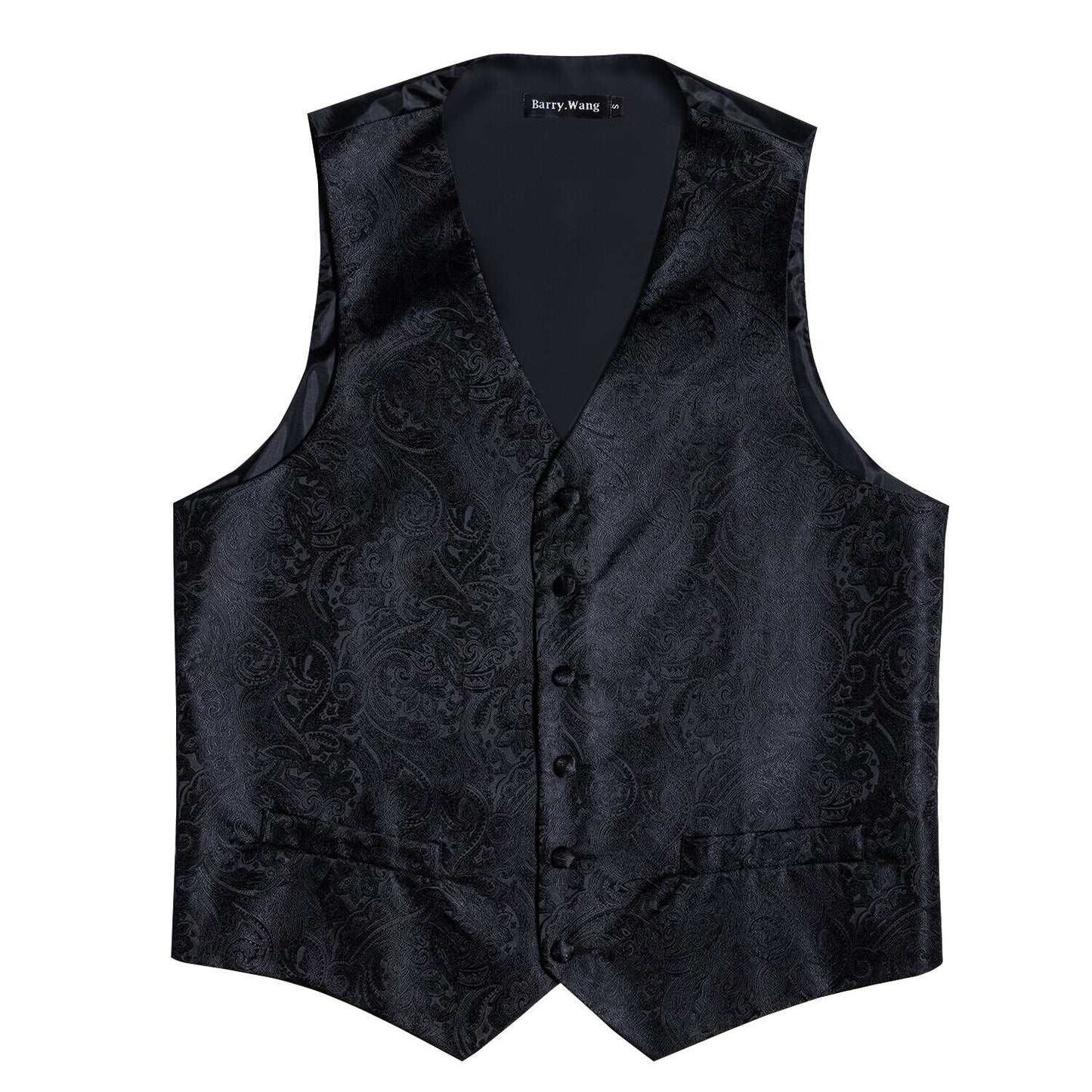 Men's Designer Waistcoat Vintage Vest Silky Set Tuxedo Gilet DP Black