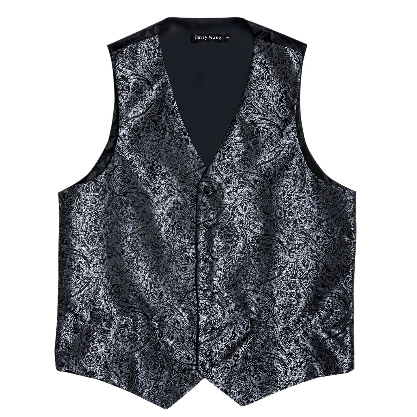 Men's Designer Waistcoat Vintage Vest Silky Set Tuxedo Gilet DP Charcoal