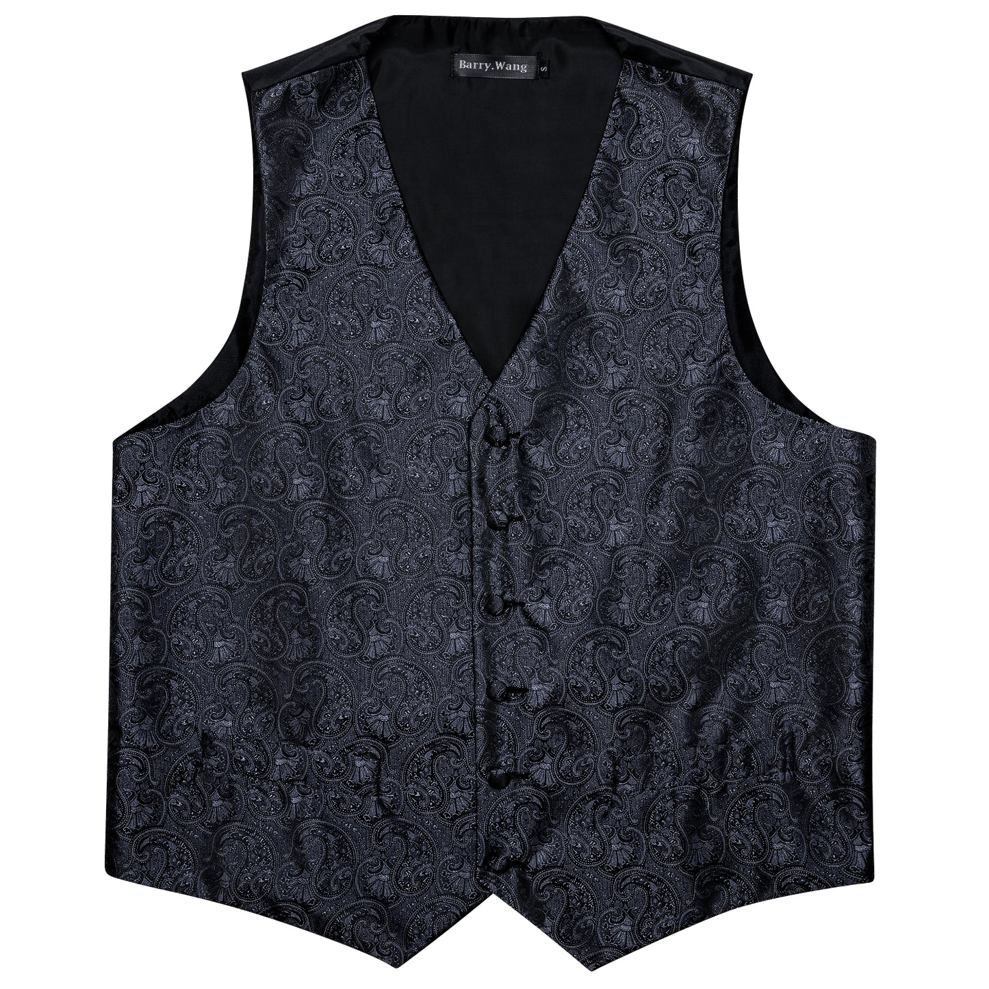 Men's Designer Waistcoat Vintage Vest Silky Set Tuxedo Gilet Paisley Black