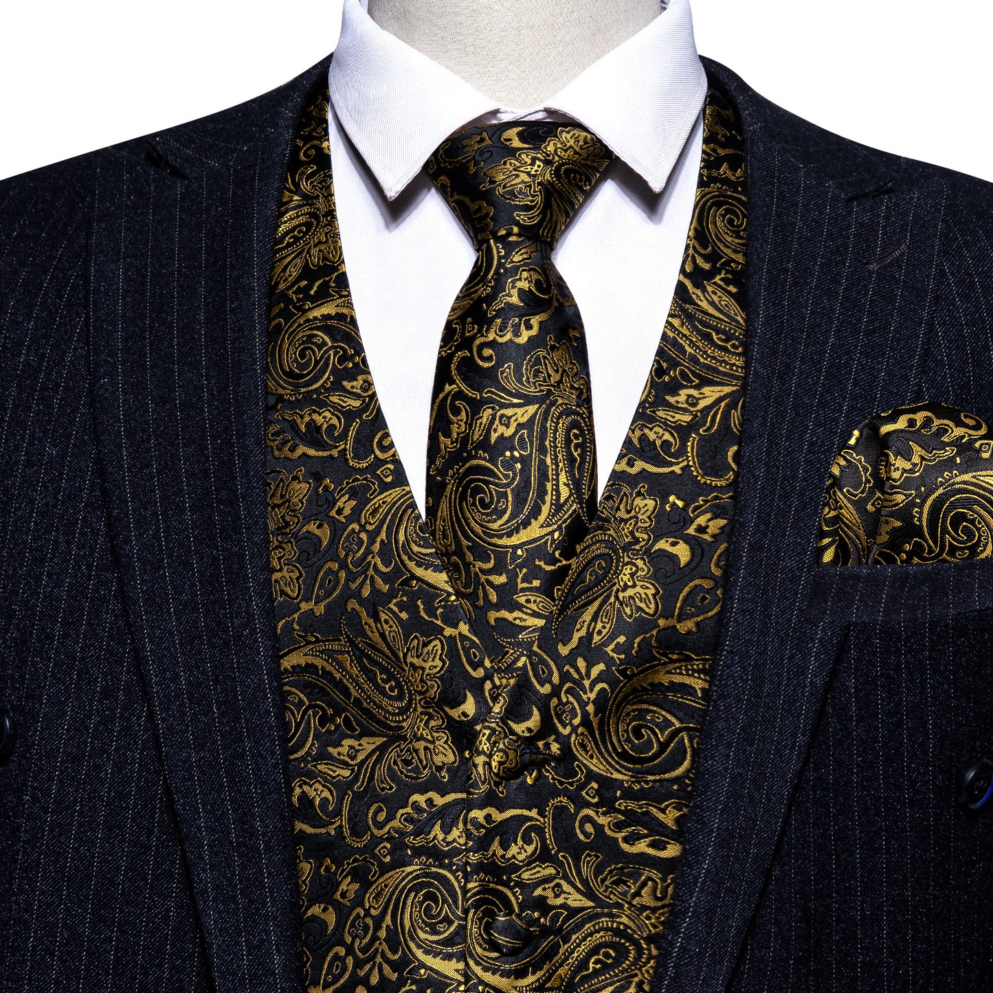 Men's Designer Waistcoat Vintage Vest Silky Set Tuxedo Gilet Paisley Tobacco