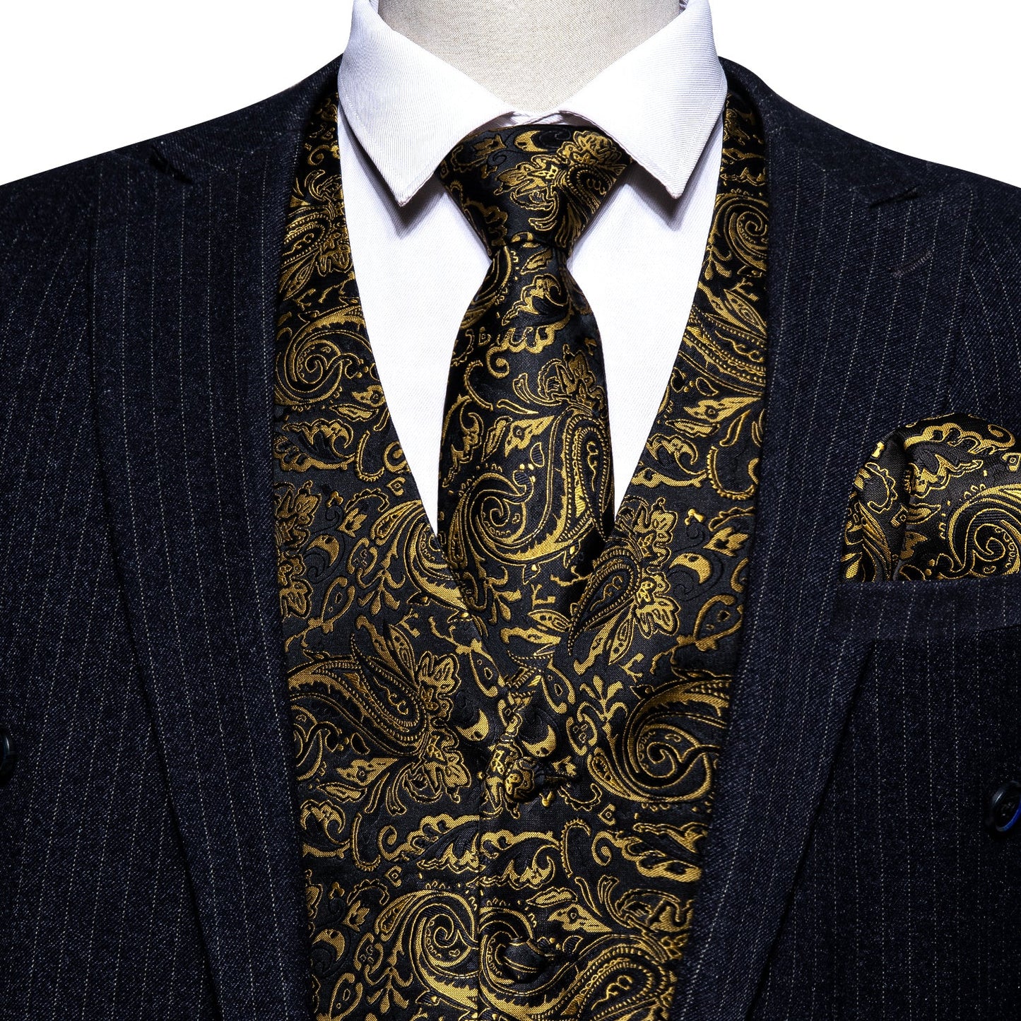 Designer Floral Waistcoat Silky Novelty Vest Paisley Tobacco