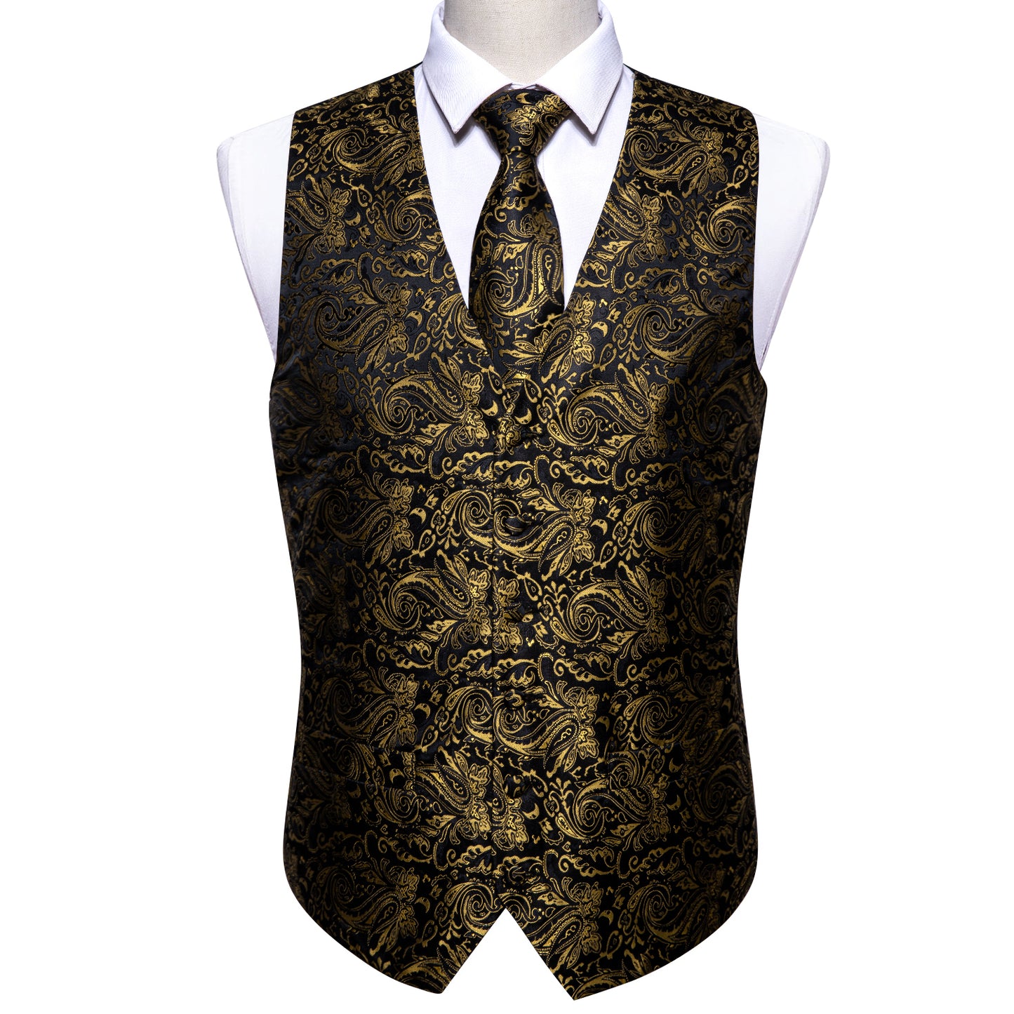 Men's Designer Waistcoat Vintage Vest Silky Set Tuxedo Gilet Paisley Tobacco