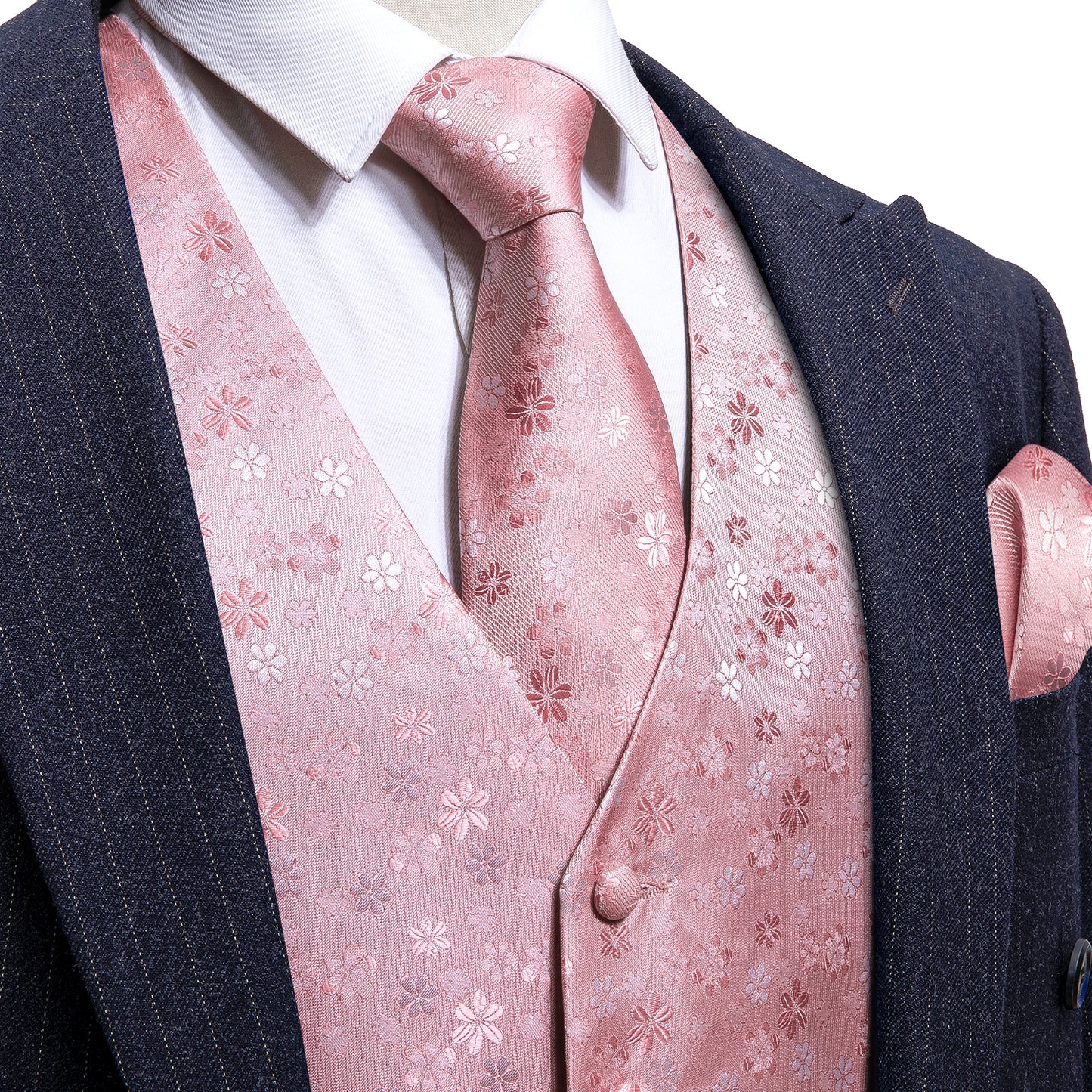 Men's Designer Waistcoat Vintage Vest Silky Set Tuxedo Gilet Pink James