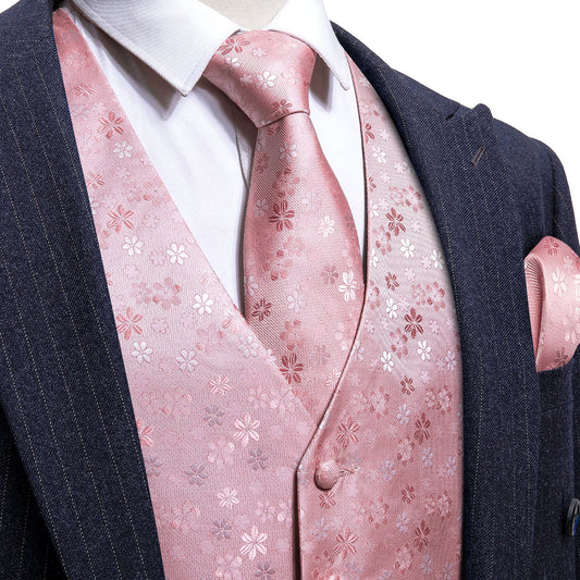 Designer Floral Waistcoat Buy 1 Get 1 Free Random Design in Your Size Silky Novelty Vest Pink James