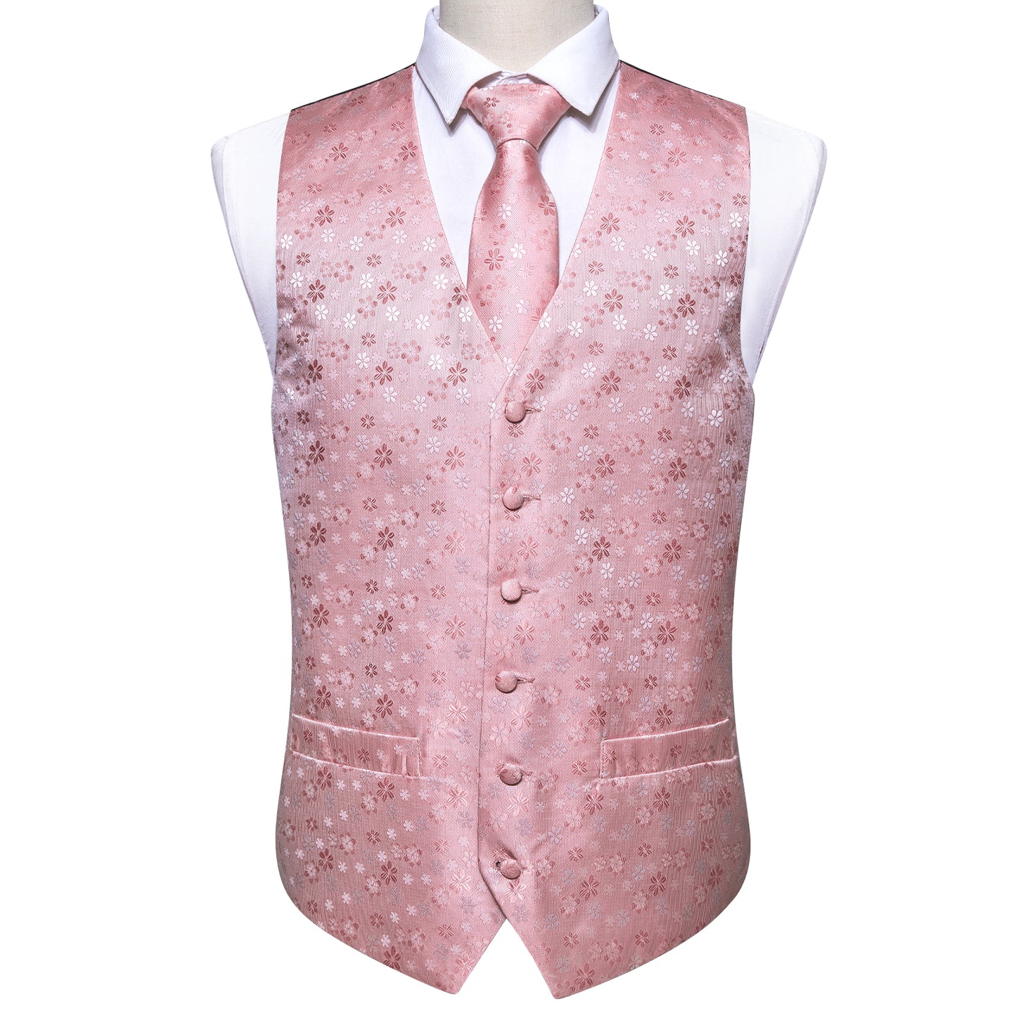 Men's Designer Waistcoat Vintage Vest Silky Set Tuxedo Gilet Pink James