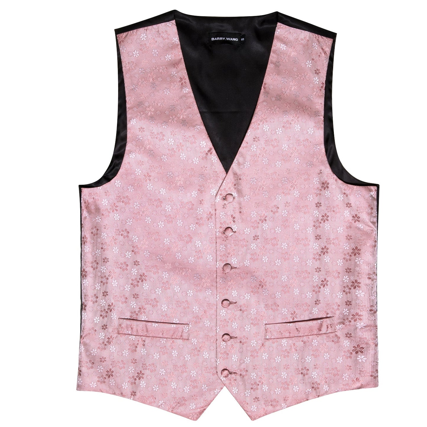 Designer Floral Waistcoat Silky Novelty Vest Pink James