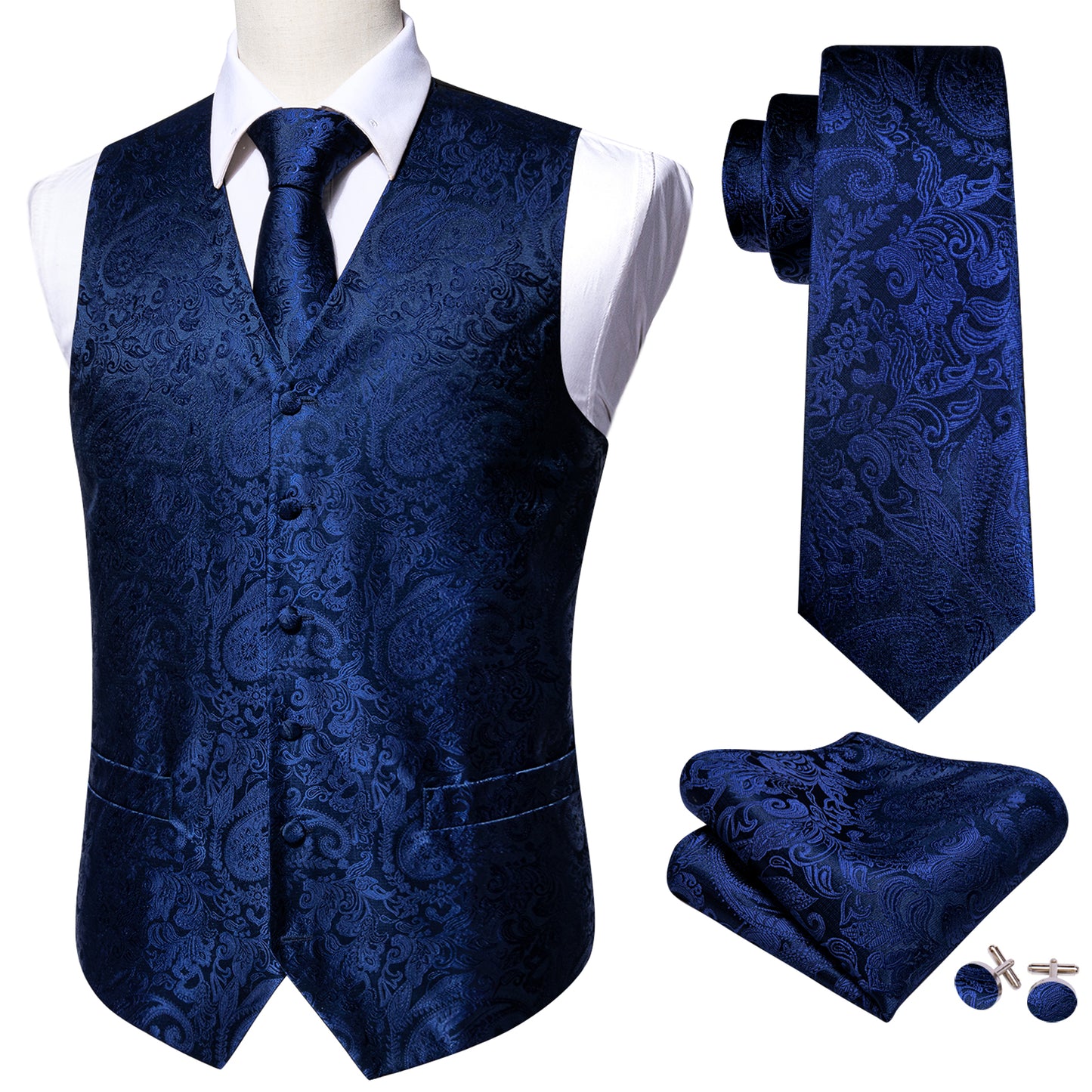 Men's Designer Waistcoat Vintage Vest Silky Set Tuxedo Gilet Royal Knight