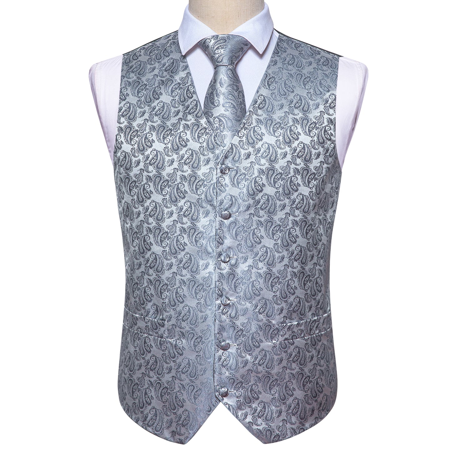 Men's Designer Waistcoat Vintage Vest Silky Set Tuxedo Gilet Cashew Metal