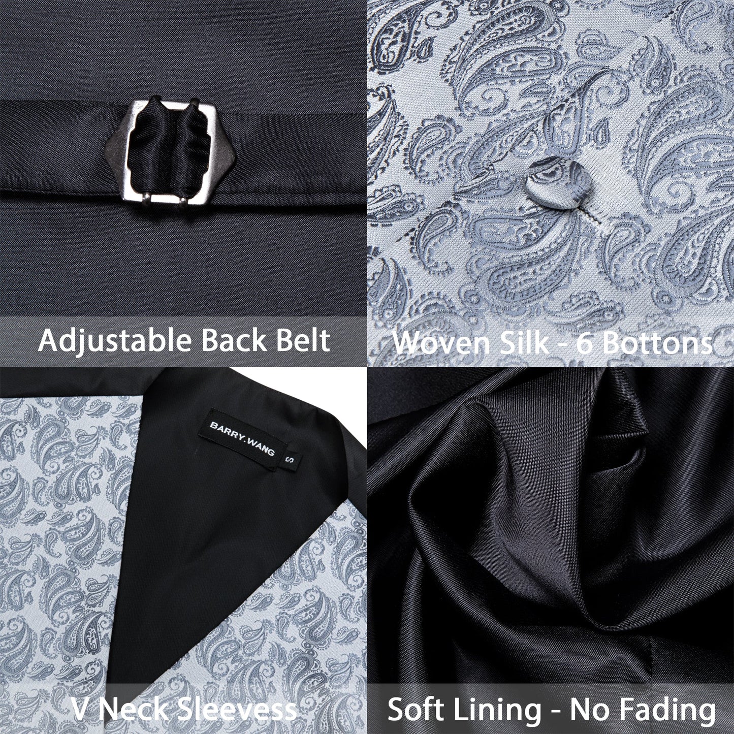 Designer Floral Waistcoat Silky Novelty Vest Cashew Metal