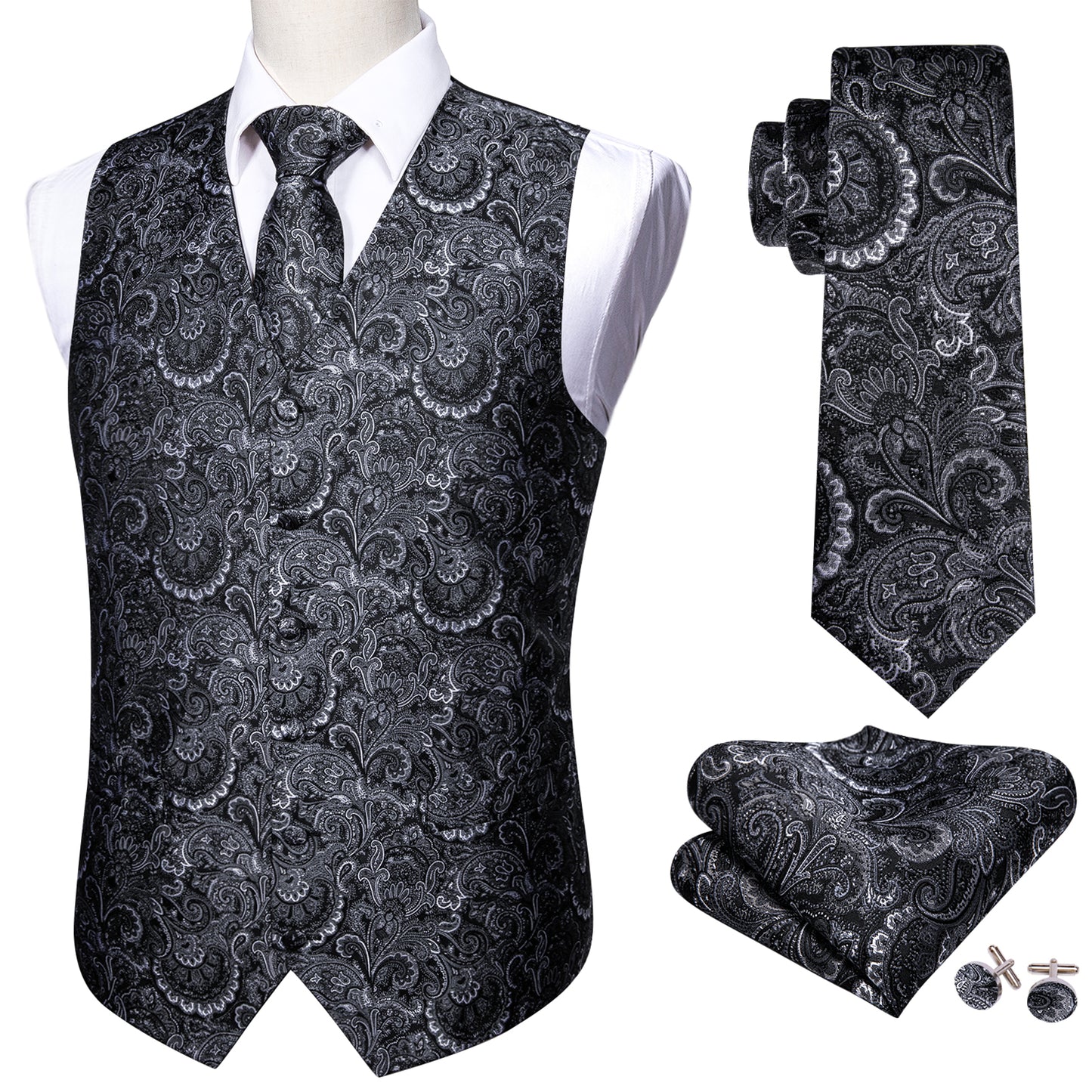 Men's Designer Waistcoat Vintage Vest Silky Set Tuxedo Gilet Dark Sunrise