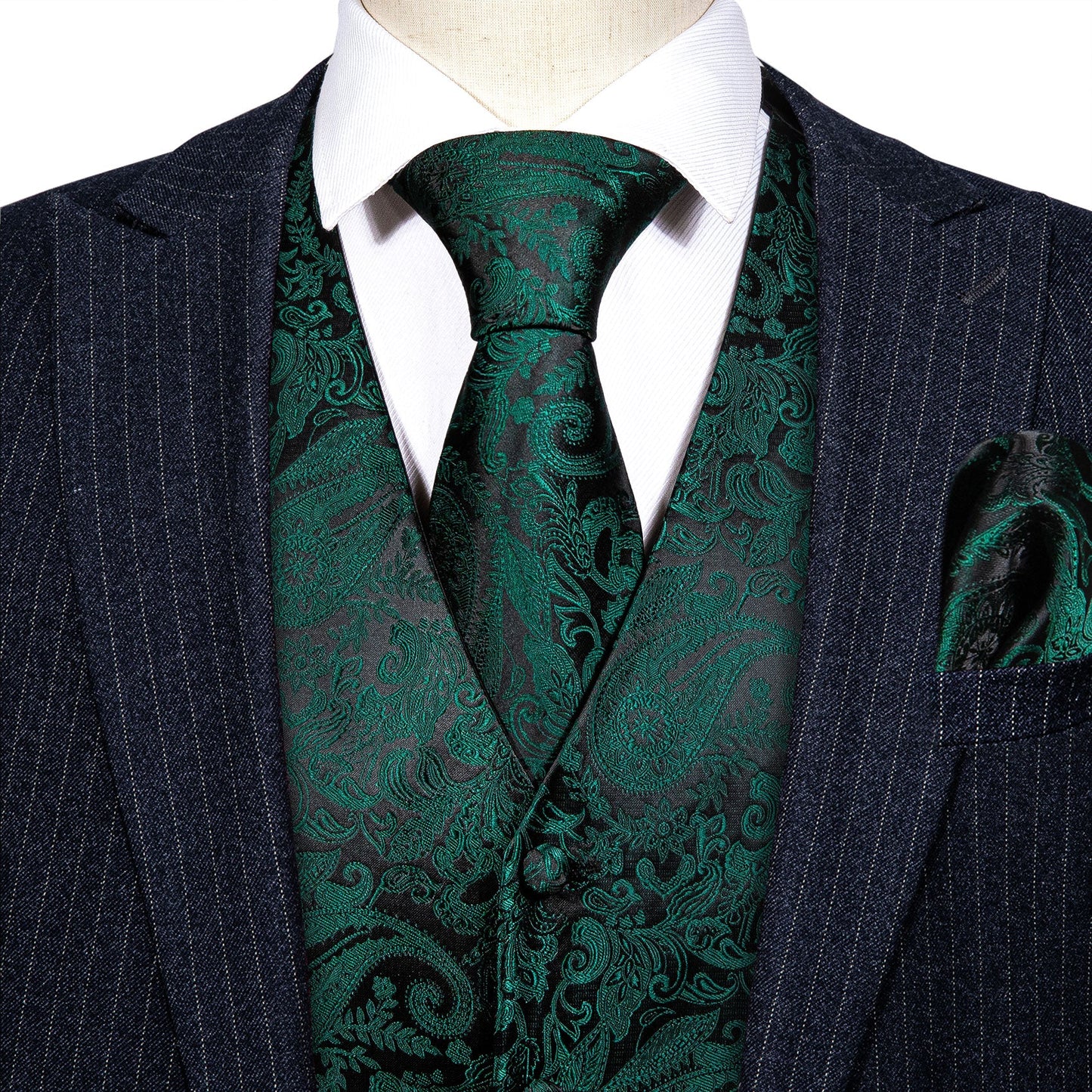 Designer Floral Waistcoat Silky Novelty Vest Pine Fossil