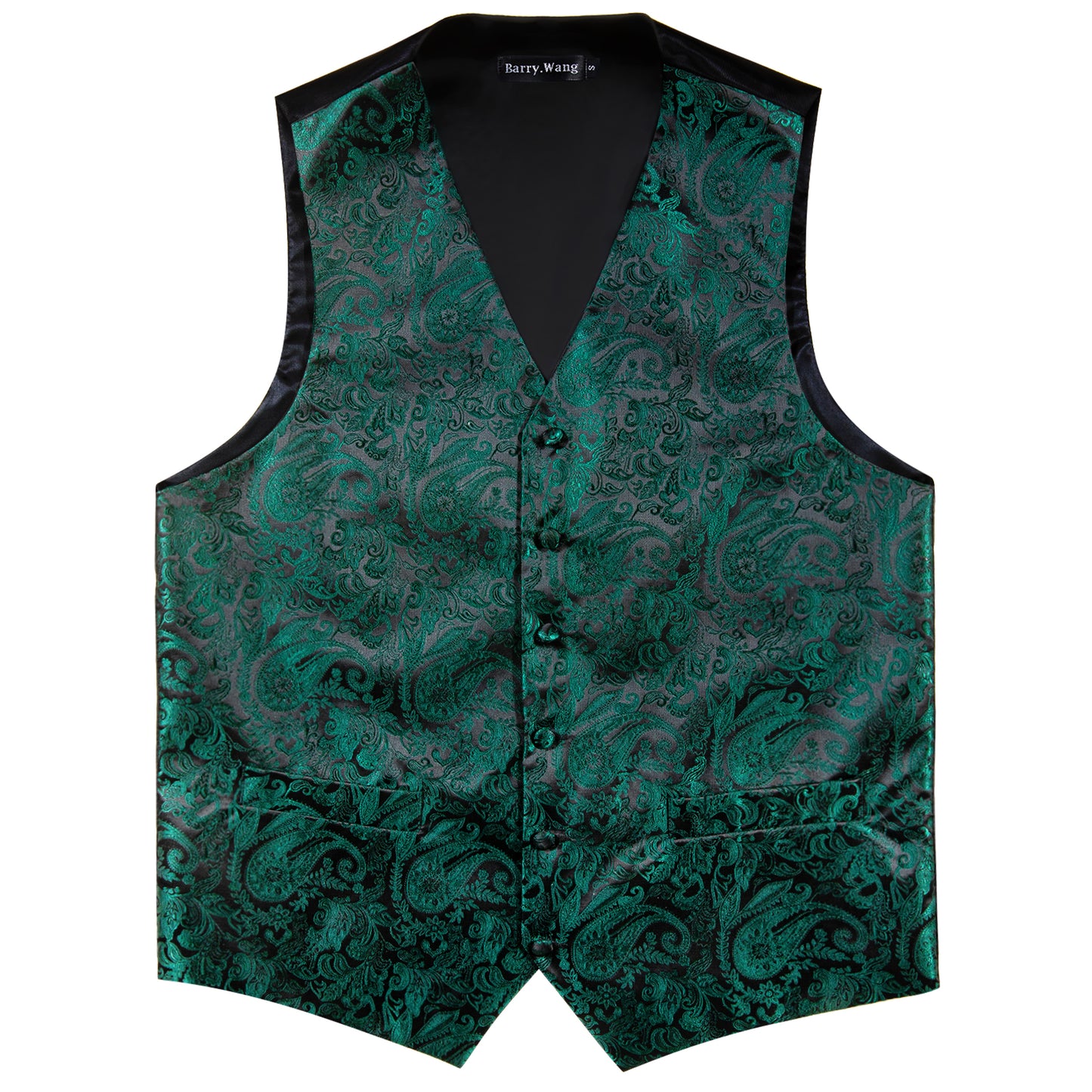 Men's Designer Waistcoat Vintage Vest Silky Set Tuxedo Gilet Pine Forest