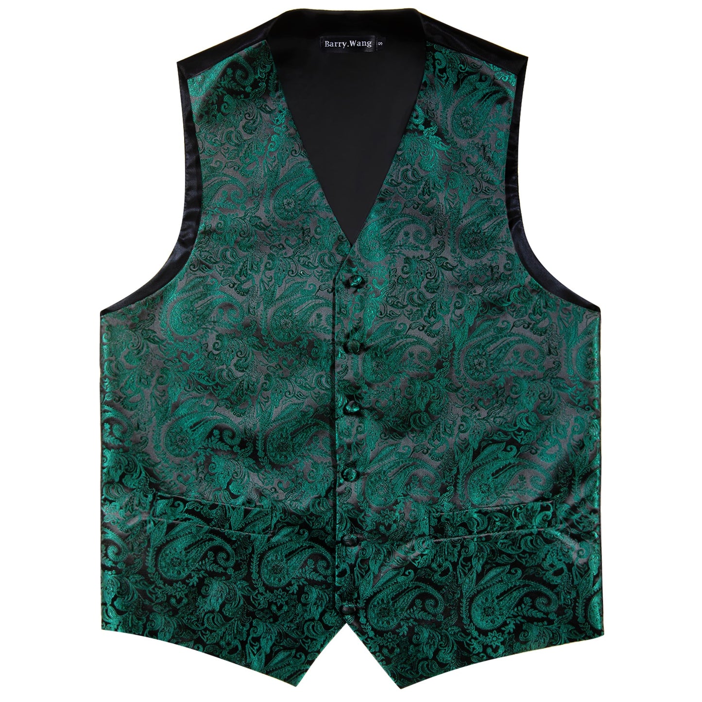 Designer Floral Waistcoat Silky Novelty Vest Pine Fossil