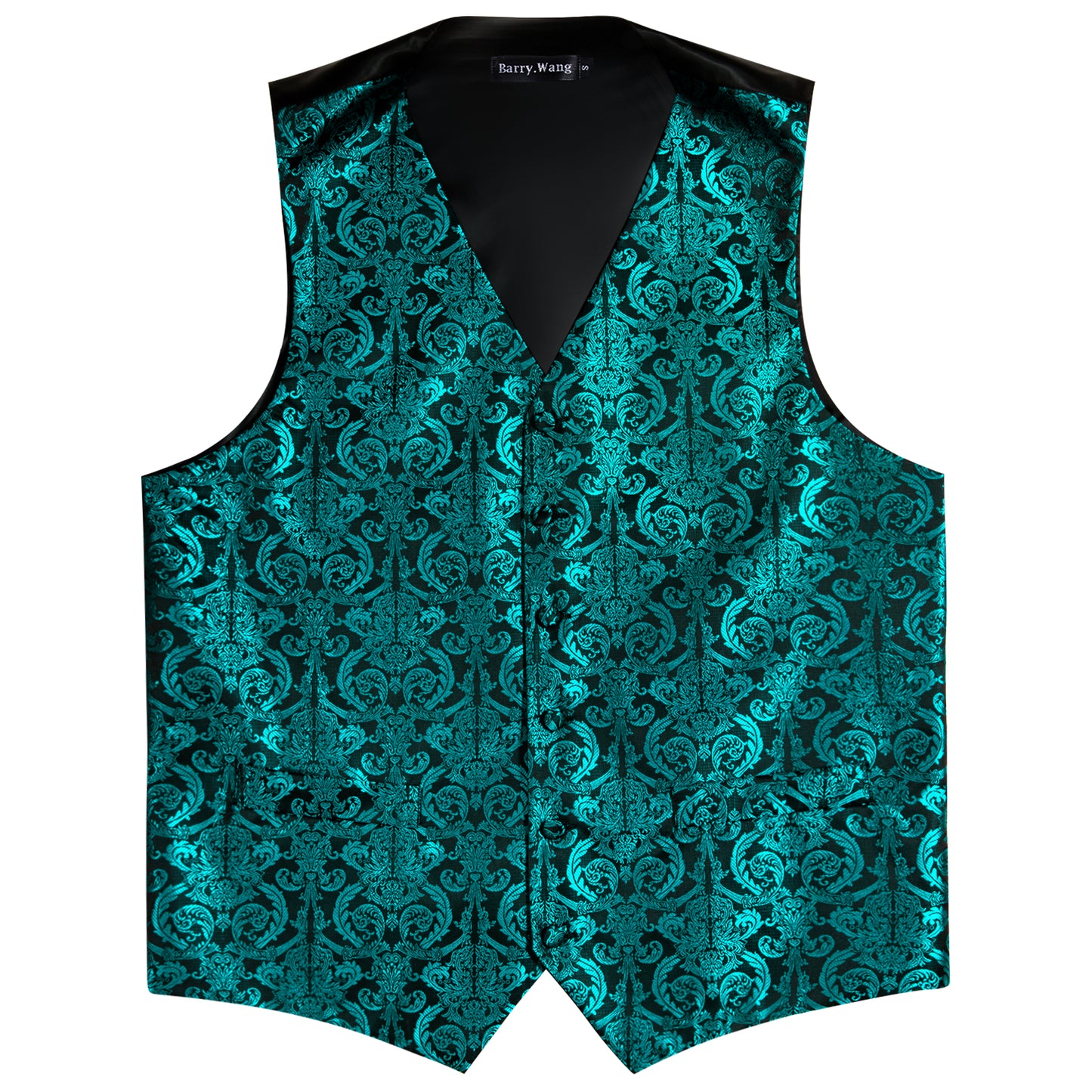 Men's Designer Waistcoat Vintage Vest Silky Set Tuxedo Gilet Teal Dam