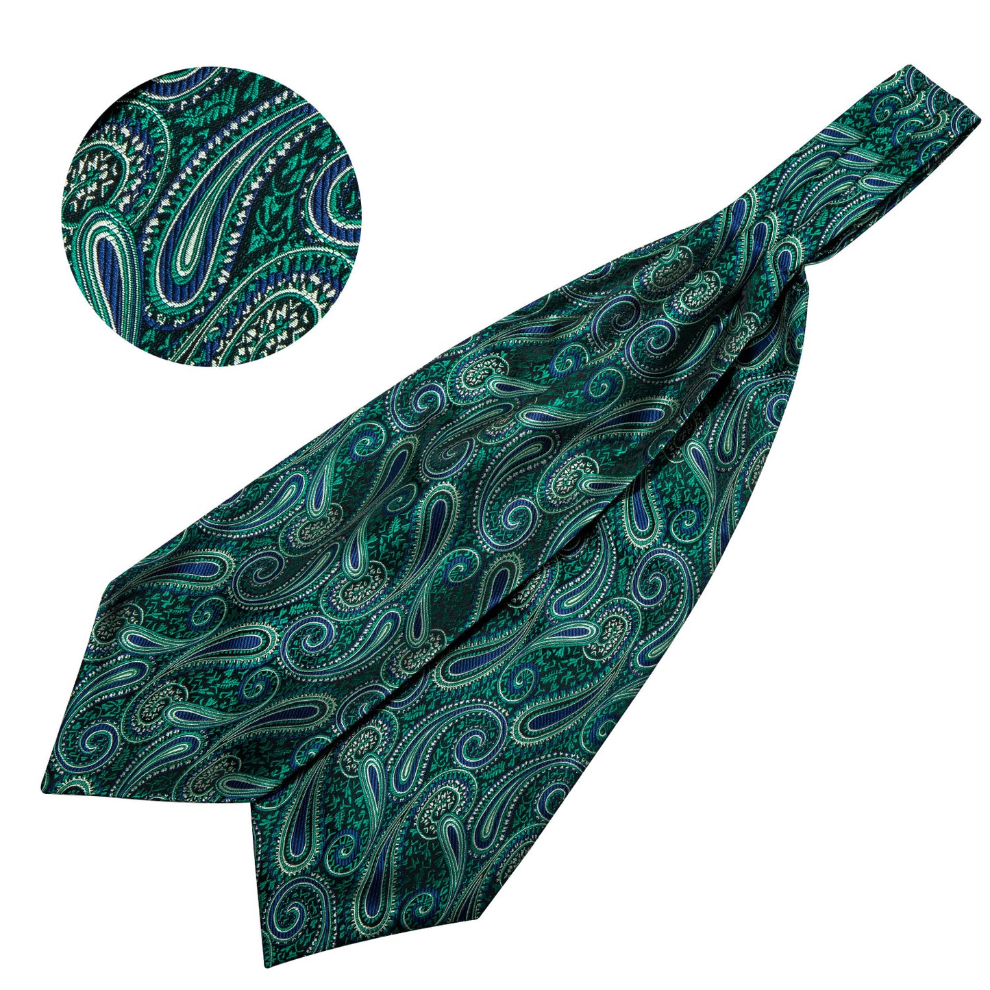 Victorian Ascot Silky Floral Day Cravat Set [Pine Paisley]