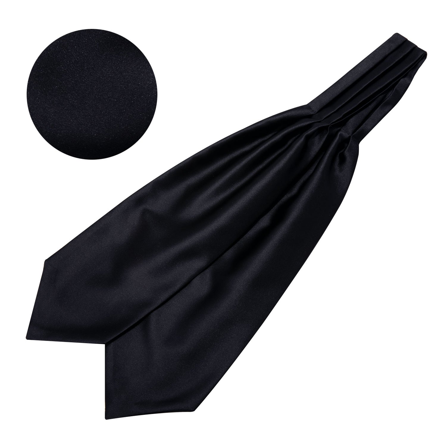 Victorian Ascot Silky Plain Satin Day Cravat Set [Black]