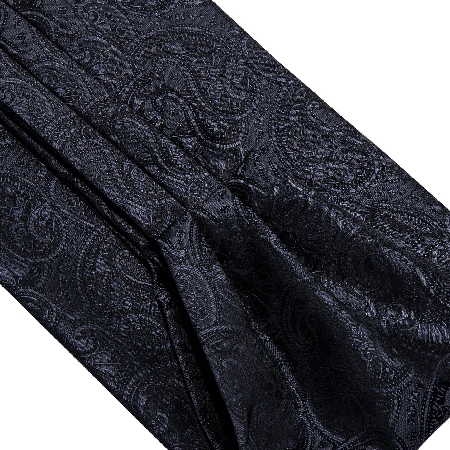 Victorian Ascot Silky Floral Day Cravat Set [Charcoal Paisley]