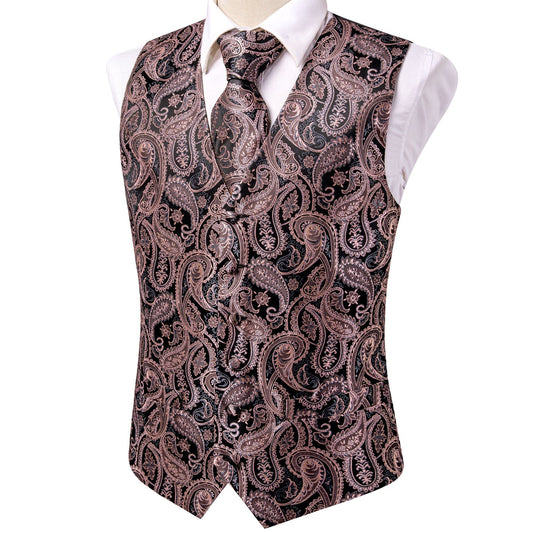 Designer Floral Waistcoat Buy 1 Get 1 Free Random Design in Your Size Silky Novelty Vest Cold Bronze