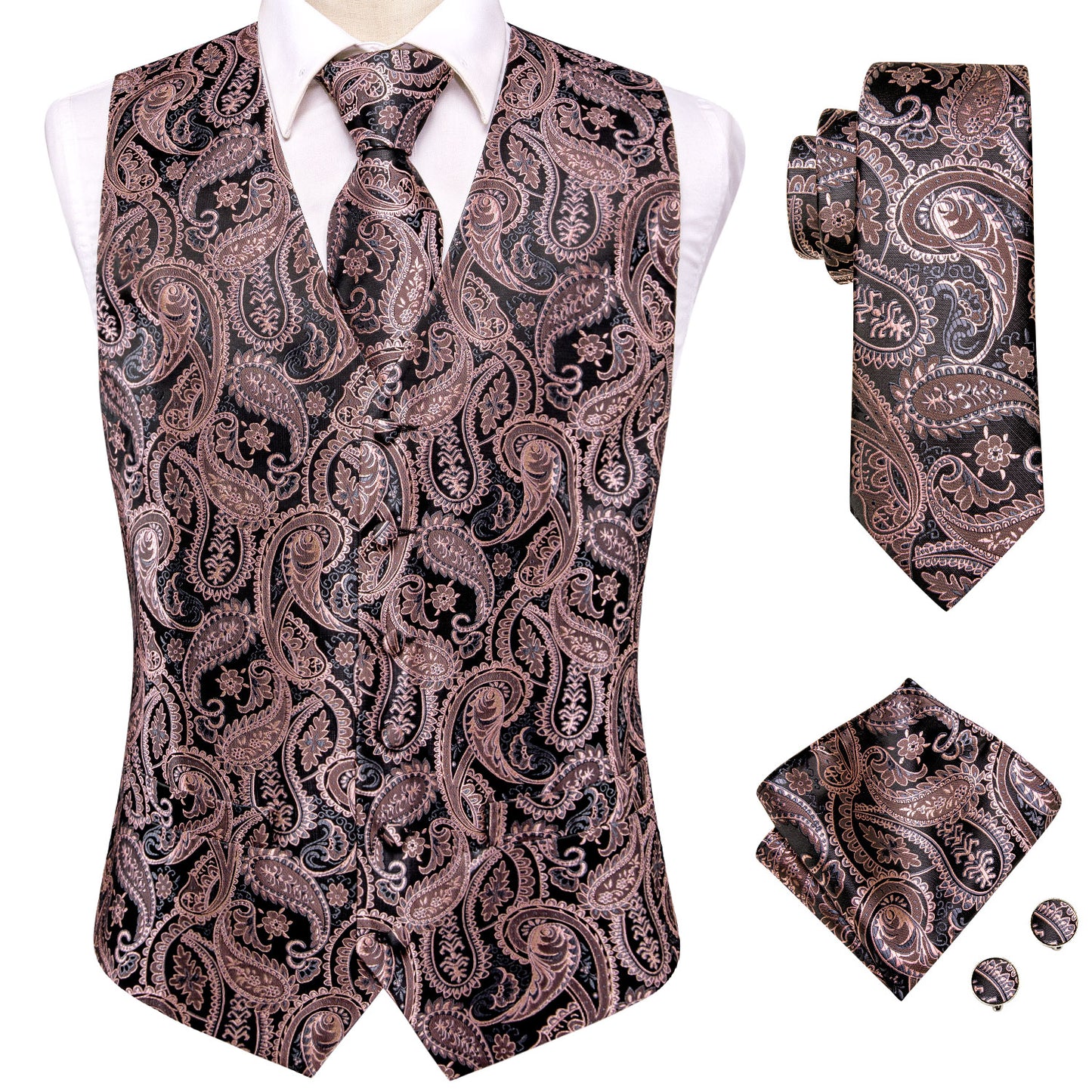 Men's Designer Waistcoat Vintage Vest Silky Set Tuxedo Gilet Cold Ocean