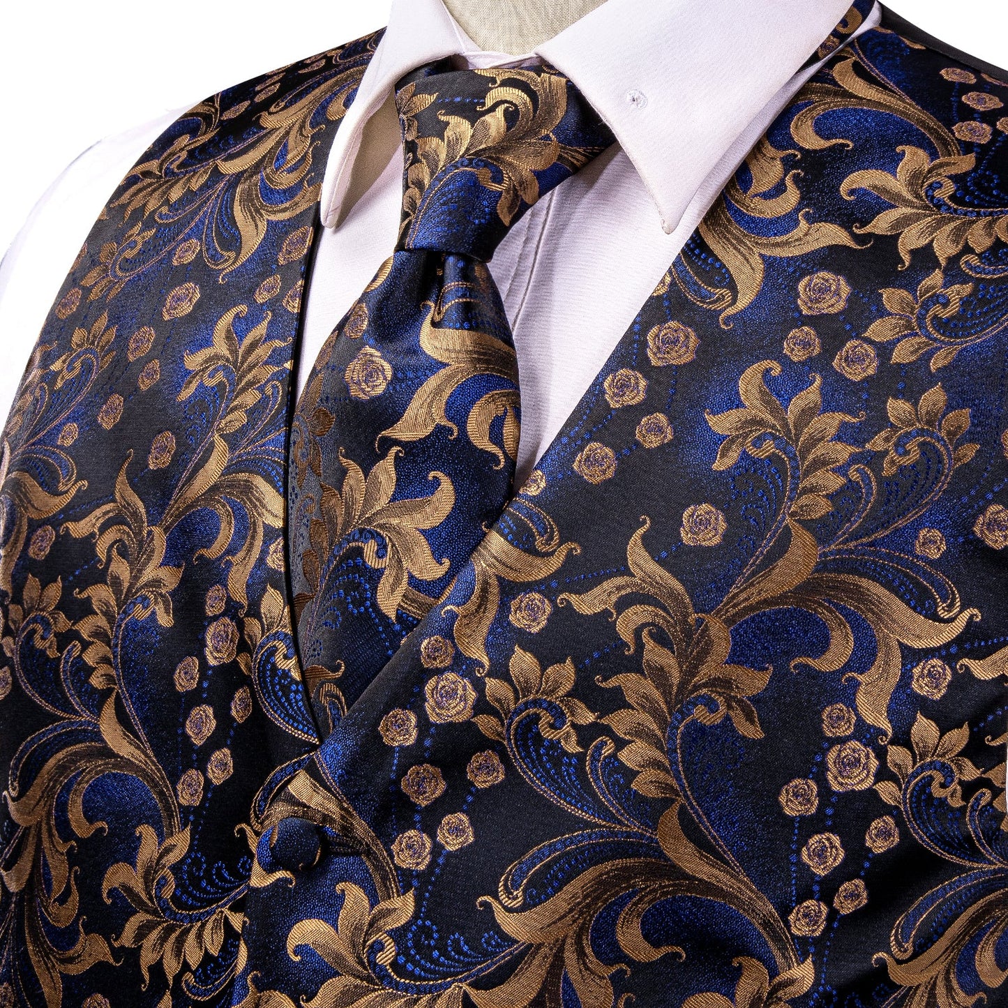 Designer Floral Waistcoat Silky Novelty Vest Conval Laria