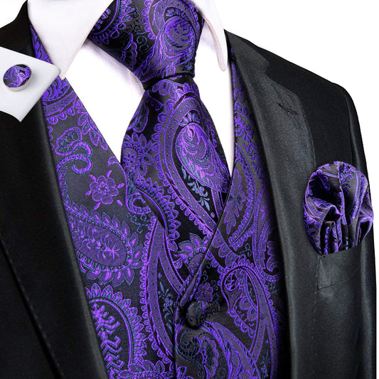 Designer Floral Waistcoat Buy 1 Get 1 Free Random Design in Your Size Silky Novelty Vest Purple Move