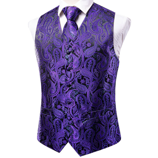 Designer Floral Waistcoat Buy 1 Get 1 Free Random Design in Your Size Silky Novelty Vest Purple Move