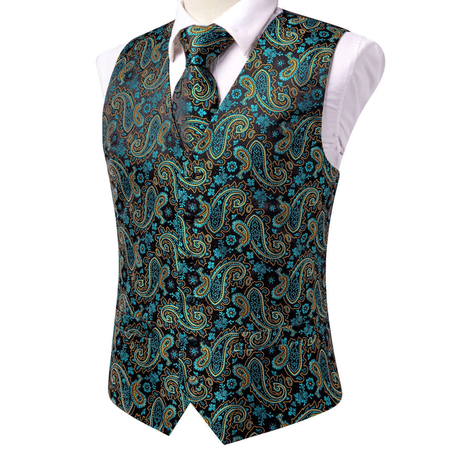 Men's Designer Waistcoat Vintage Vest Silky Set Tuxedo Gilet Galaxy Six