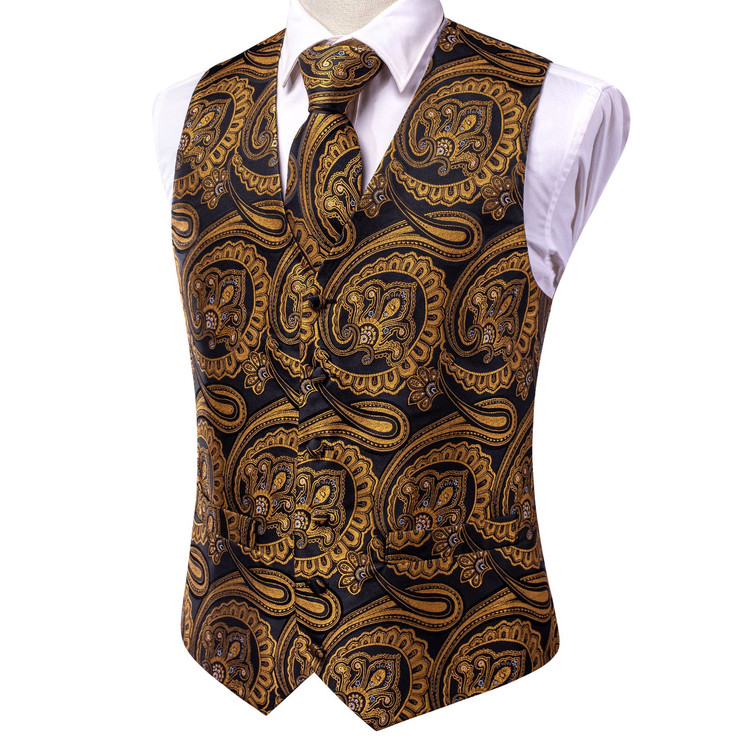 Men's Double Breasted Waistcoat Vintage Vest Silky Set Tuxedo Gilet DP Inca