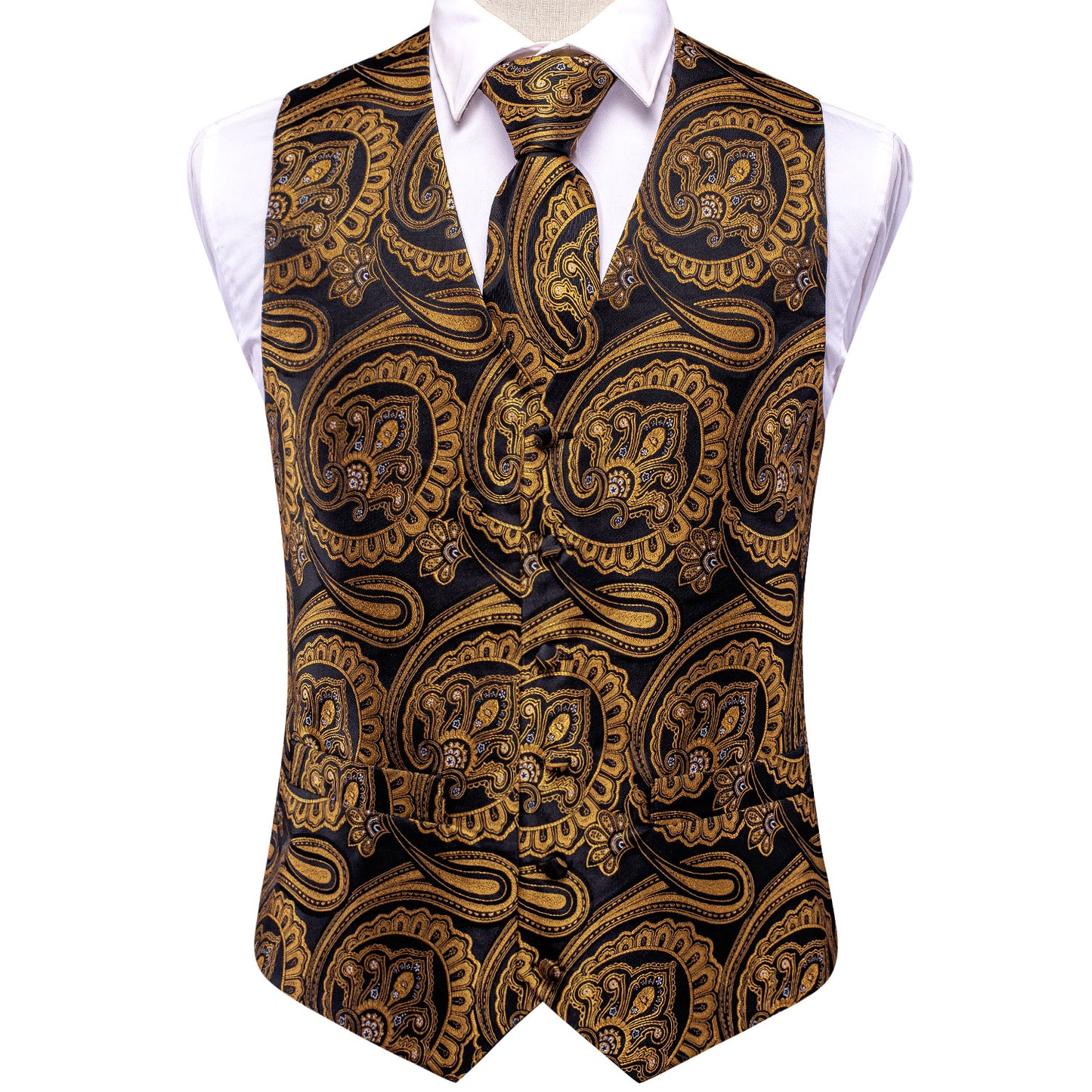 Men's Double Breasted Waistcoat Vintage Vest Silky Set Tuxedo Gilet DP Inca