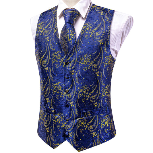 Designer Floral Waistcoat Buy 1 Get 1 Free Random Design in Your Size Silky Novelty Vest Royal Grain