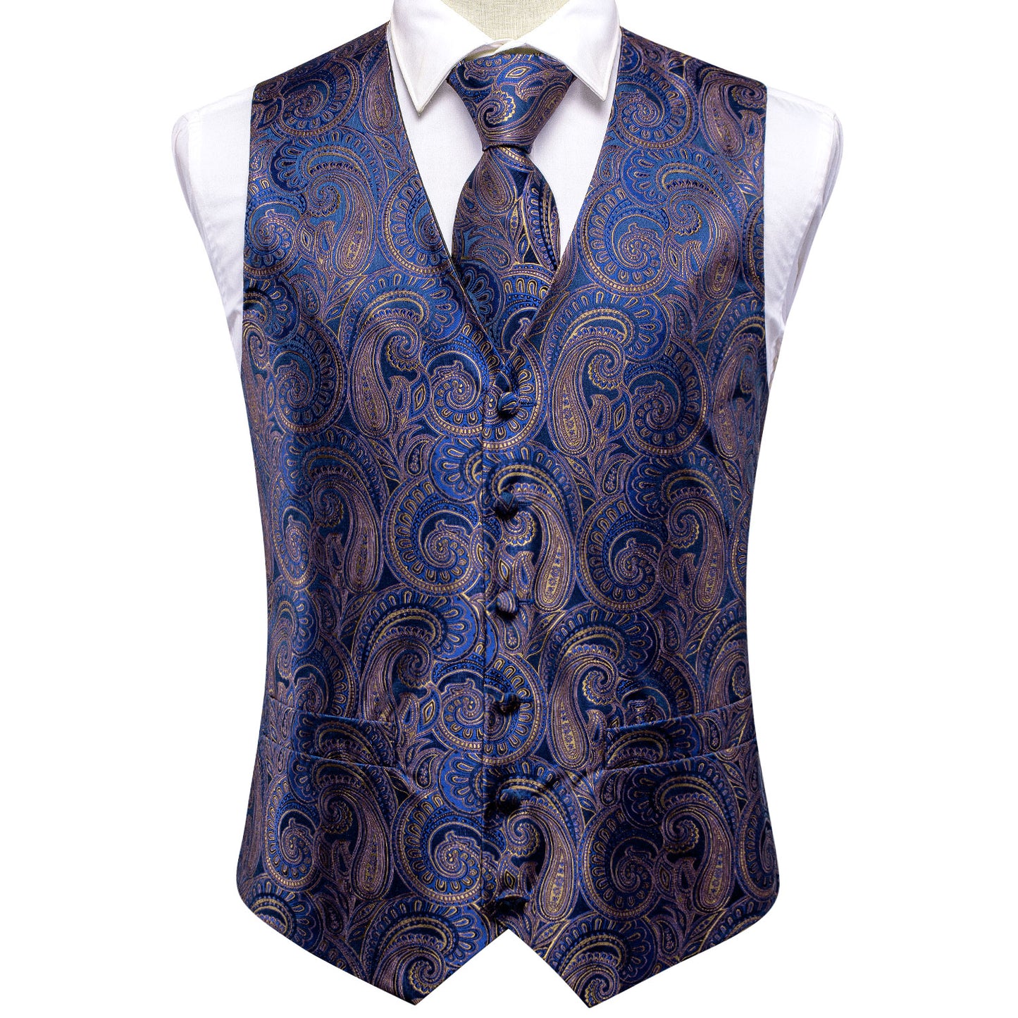 Men's Double Breasted Waistcoat Vintage Vest Silky Set Tuxedo Gilet DP Outka