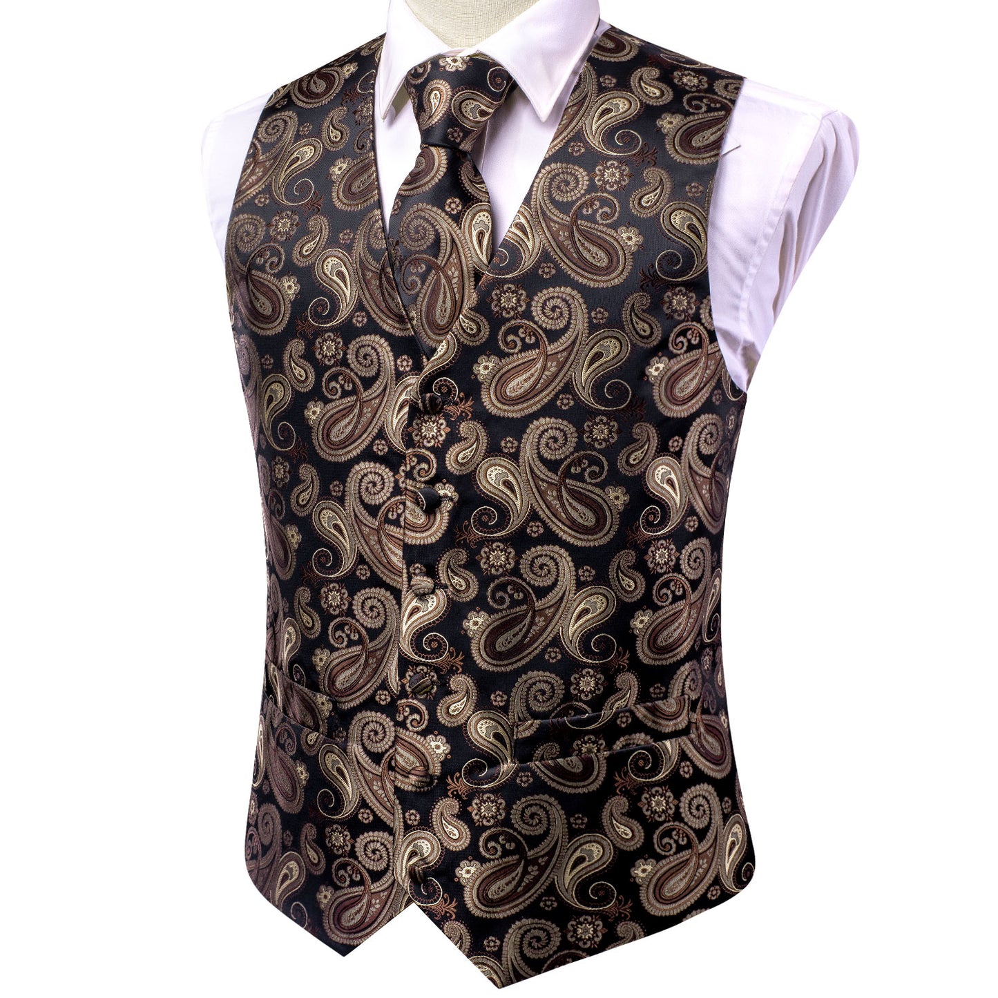 Men's Designer Waistcoat Vintage Vest Silky Set Tuxedo Gilet Maple Seeds