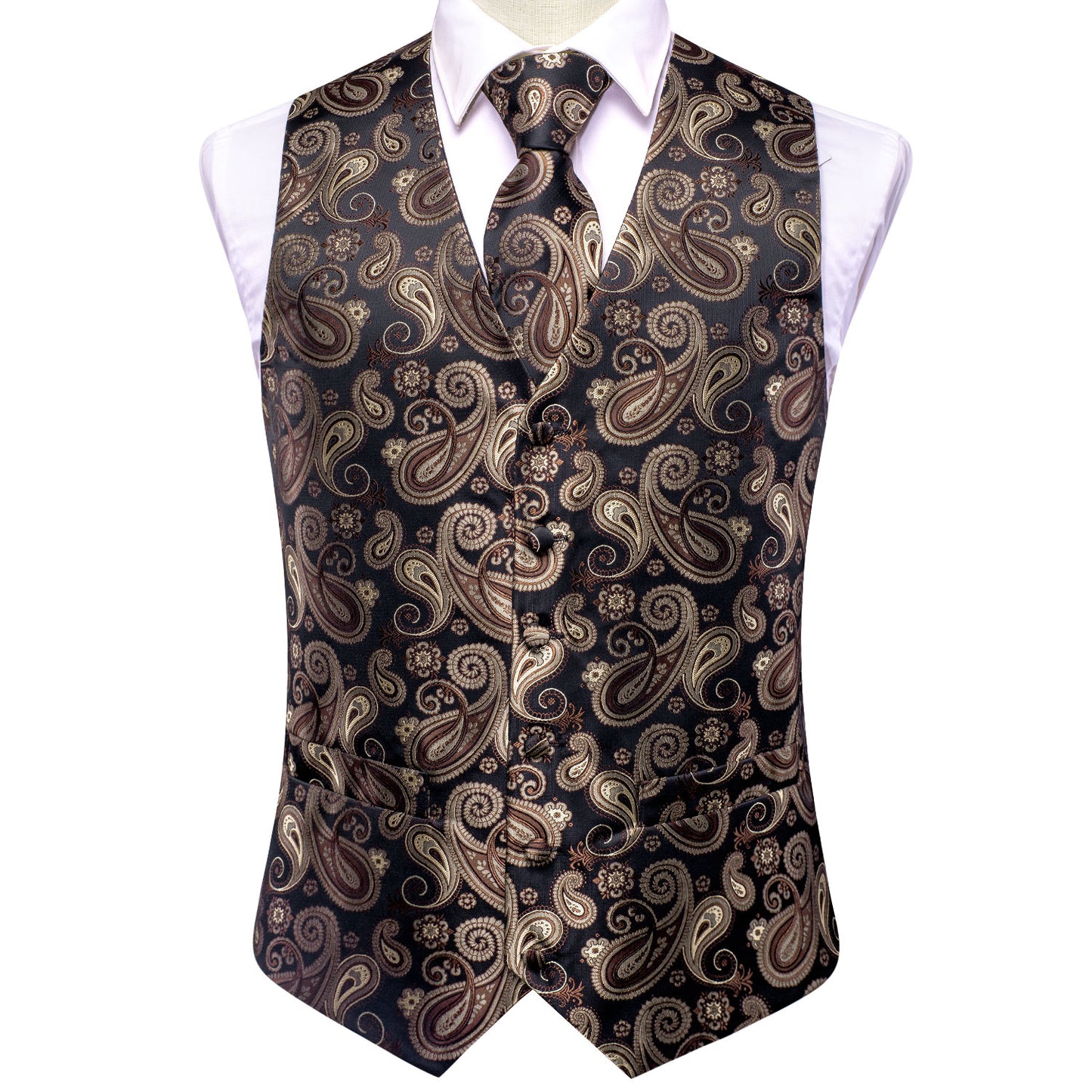 Men's Designer Waistcoat Vintage Vest Silky Set Tuxedo Gilet Maple Seeds