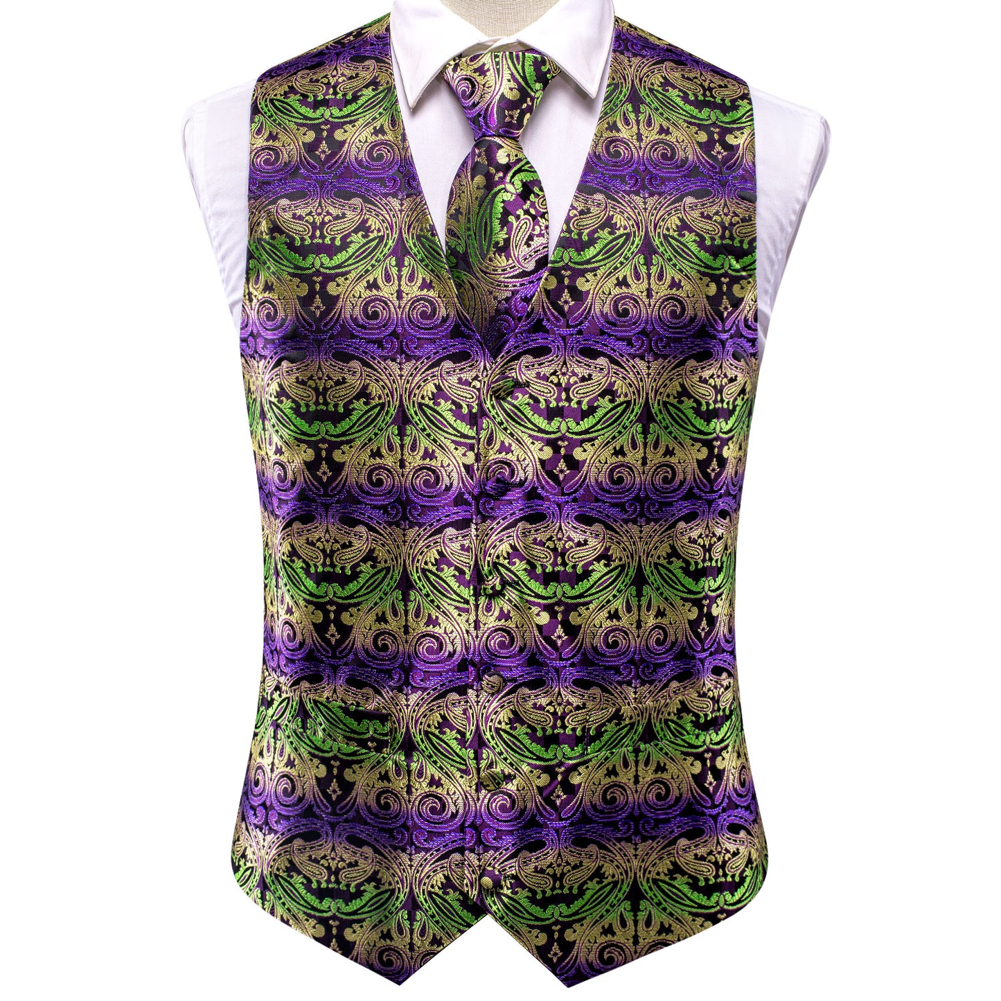 Men's Designer Waistcoat Vintage Vest Silky Set Tuxedo Gilet Mask Inca