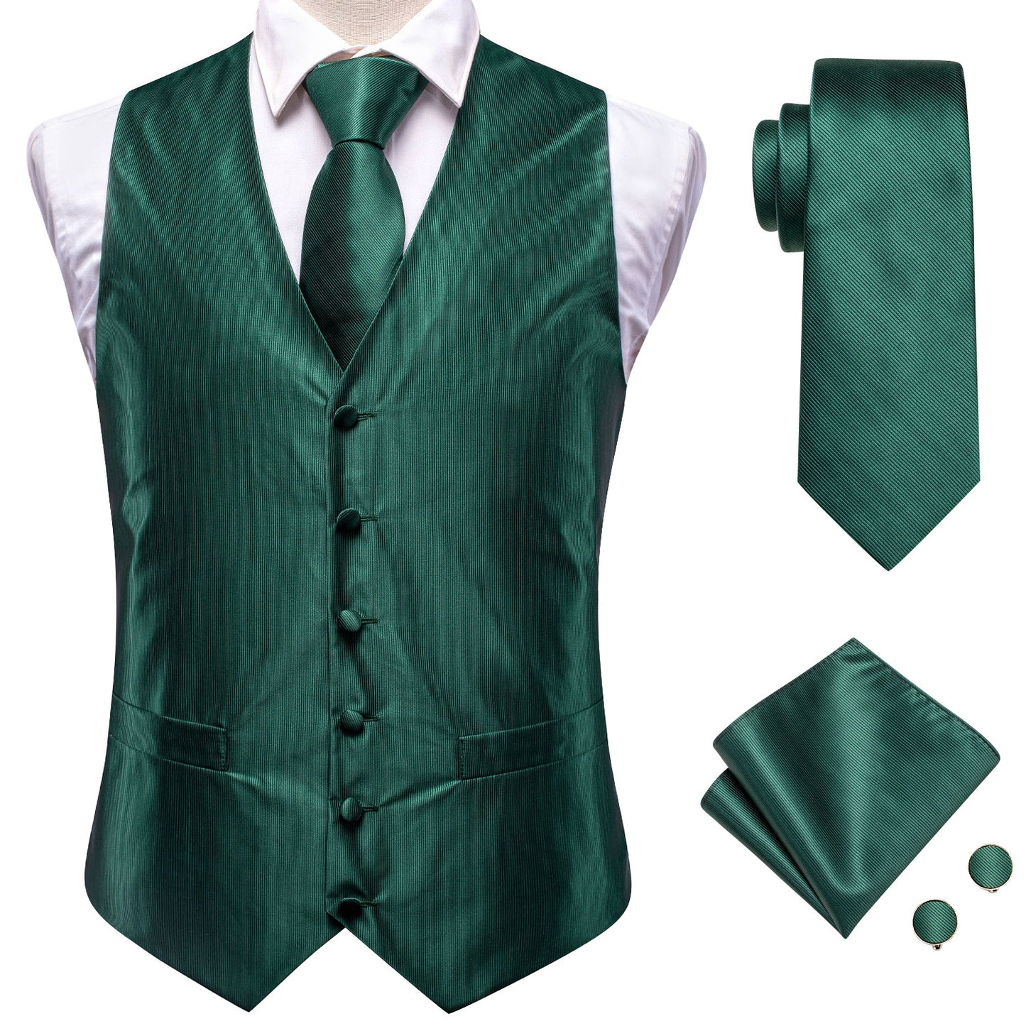 Men's Christmas Waistcoat Vintage Vest Silky Set Tuxedo Gilet Seaweed Lane