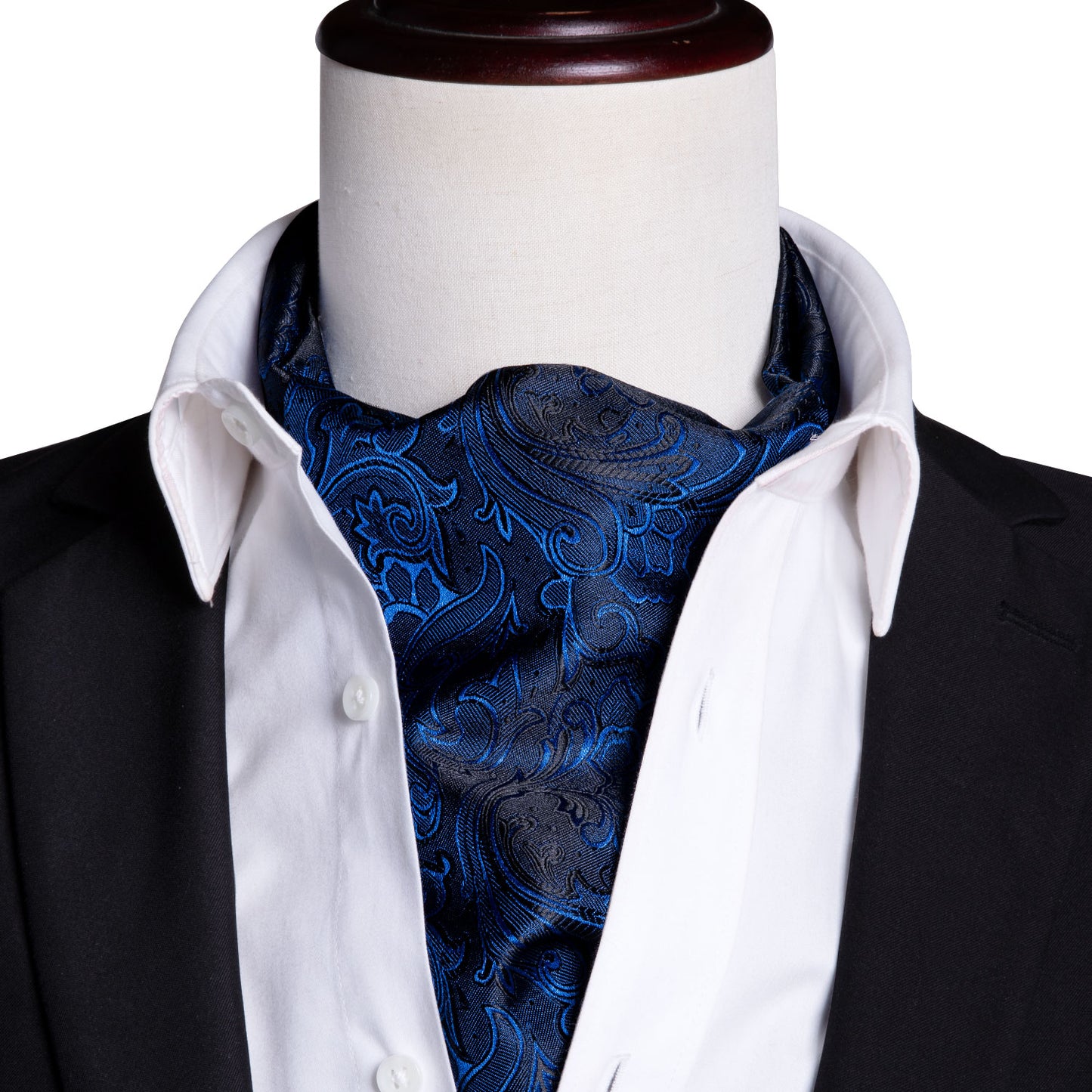 Victorian Ascot Silky Floral Day Cravat Set [Royal P-Damask]