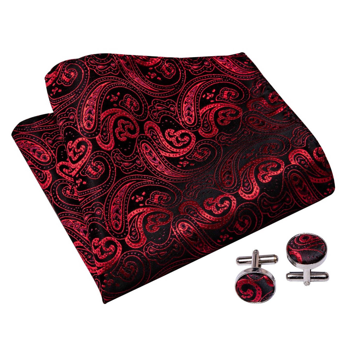 Victorian Ascot Silky Floral Day Cravat Set [Maroon Paisley]