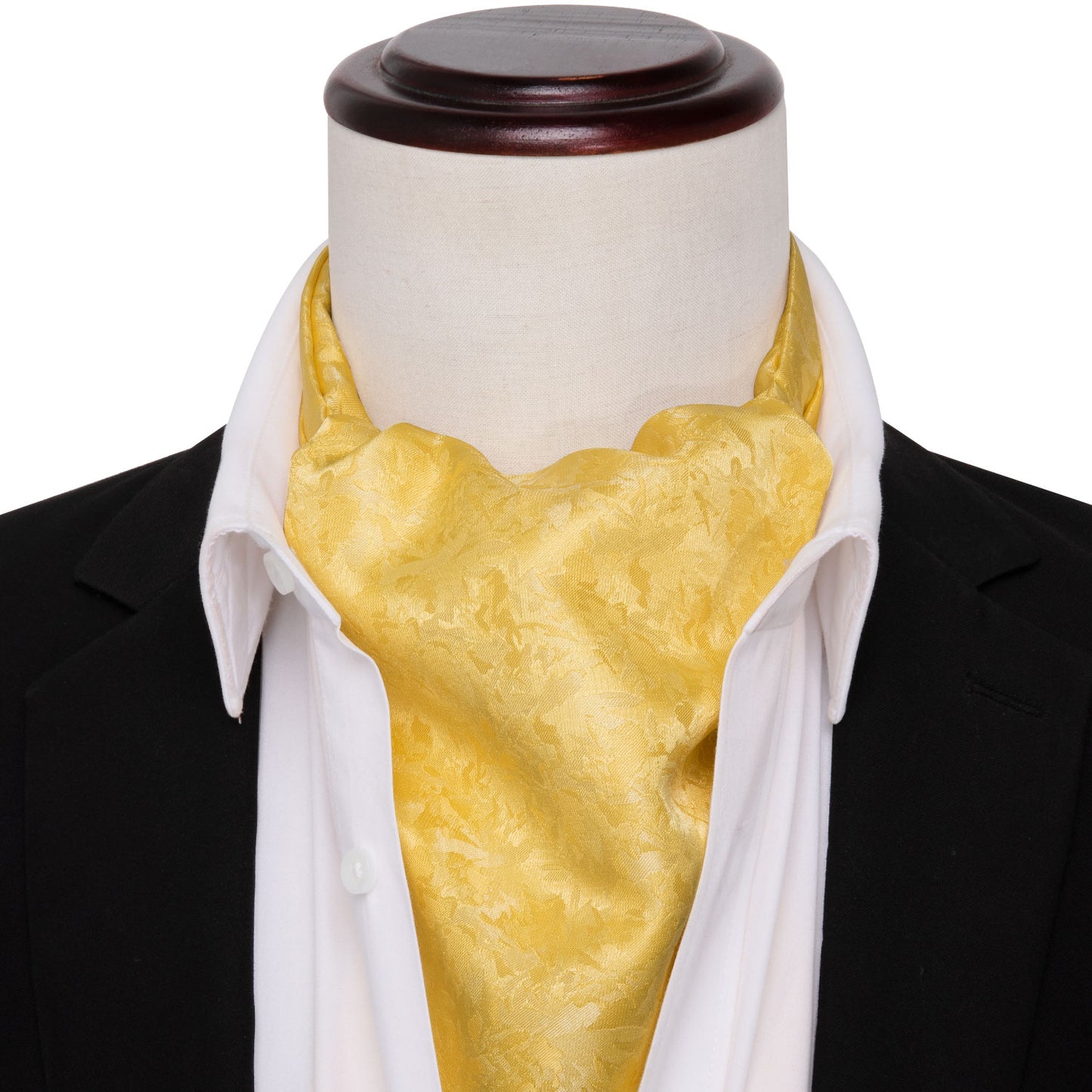 Victorian Ascot Silky Floral Day Cravat Set [Golden Leaves]