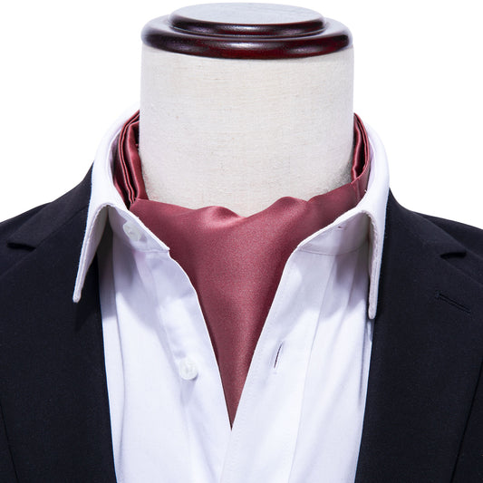 Victorian Ascot Silky Plain Satin Day Cravat Set [Rosewood]