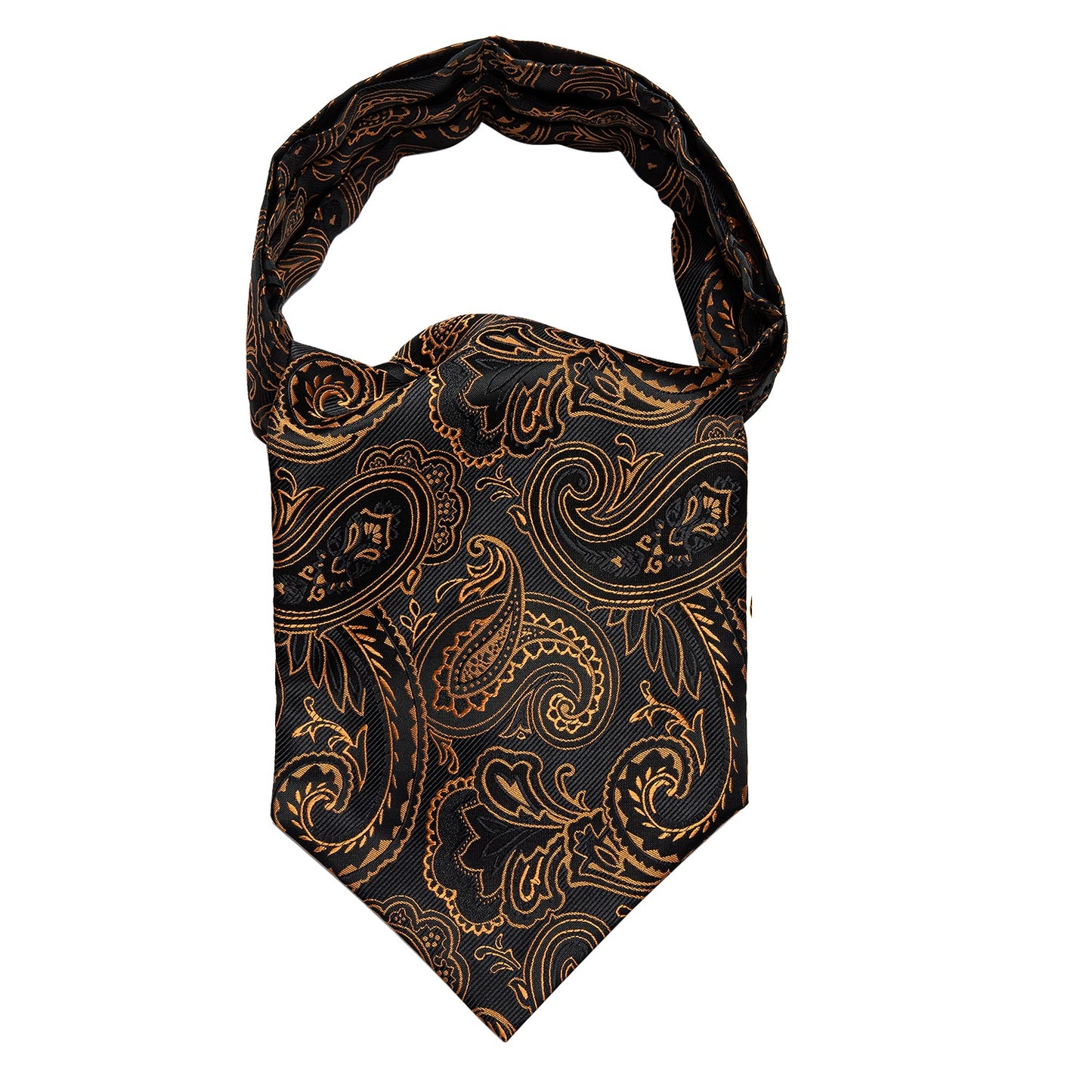 Victorian Ascot Silky Floral Day Cravat Set [Black P-Damask]