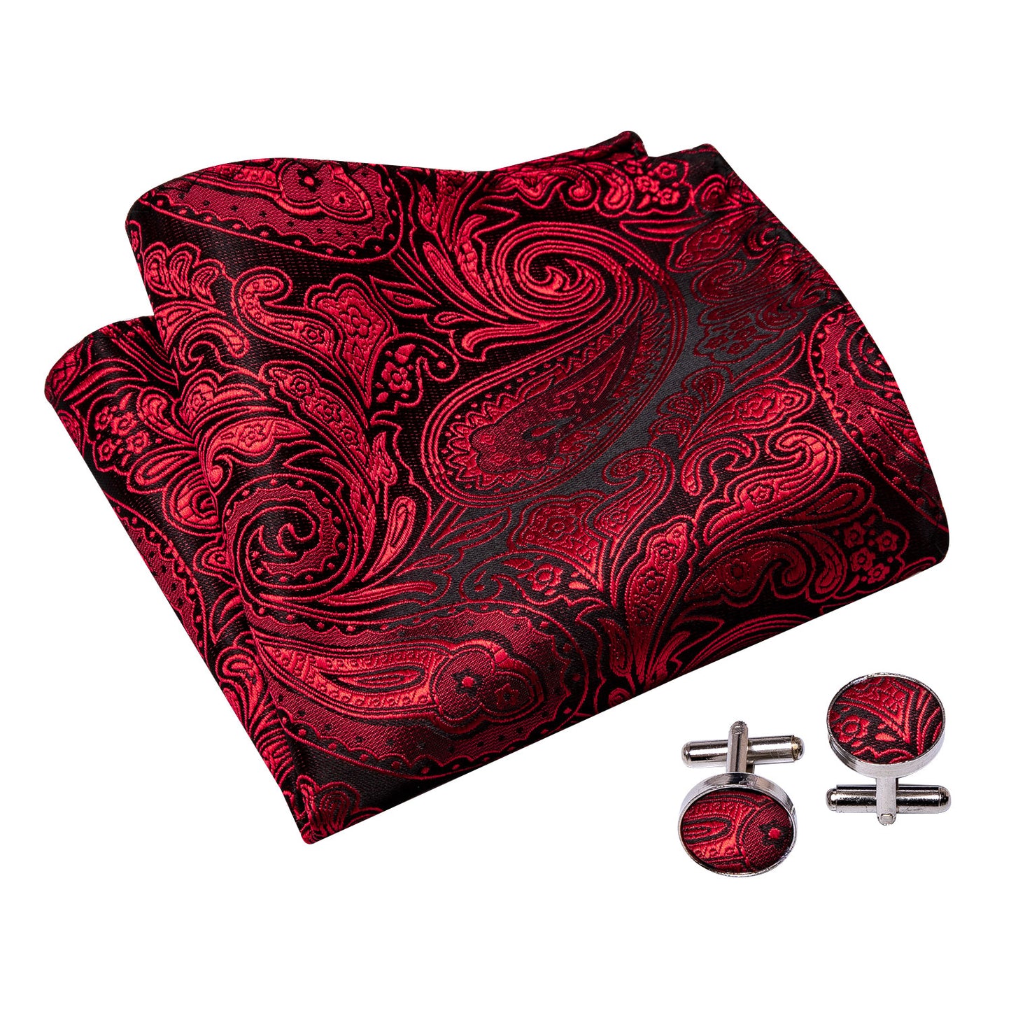Victorian Ascot Silky Floral Day Cravat Set [Red P-Damask]