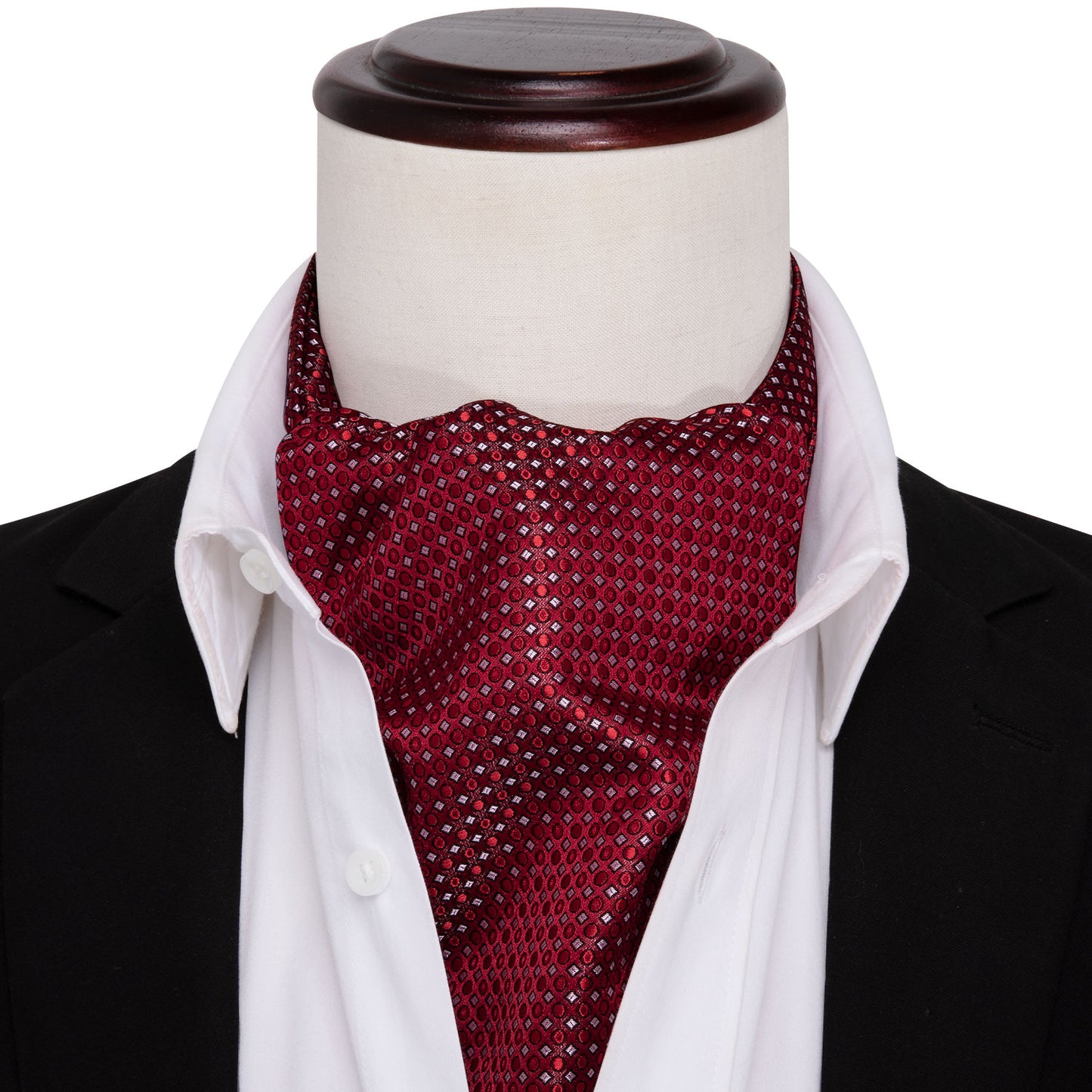 Victorian Ascot Silky Floral Day Cravat Set [Wine Spots]