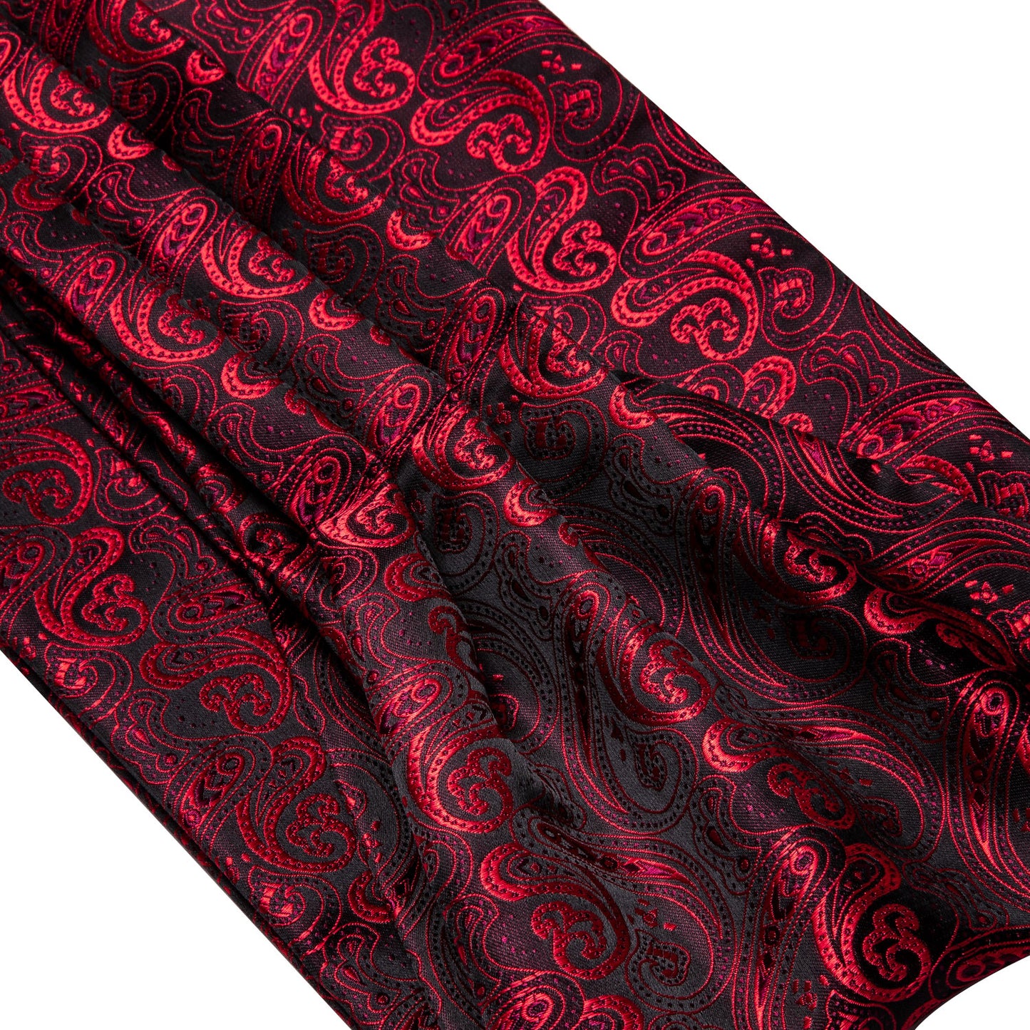 Victorian Ascot Silky Floral Day Cravat Set [Maroon Paisley]